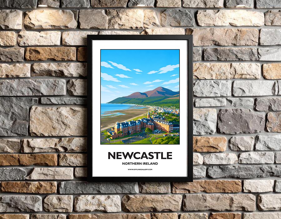 A3.2 - Stunning poster of the Newcastle coast for sale, perfect for art lovers and collectors. Ideal for home or office, this artwork brings a touch of Northern Ireland's natural charm to any setting.