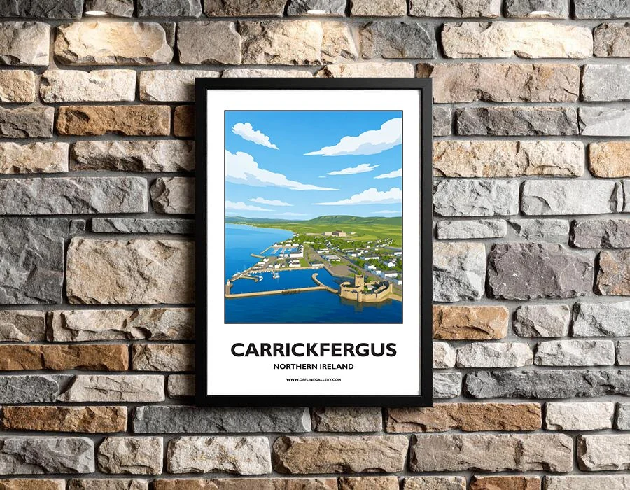 A3.2 - Stunning poster of Carrickfergus for sale, perfect for art lovers and collectors. Ideal for home or office, this artwork brings a touch of Northern Ireland's natural charm to any setting.