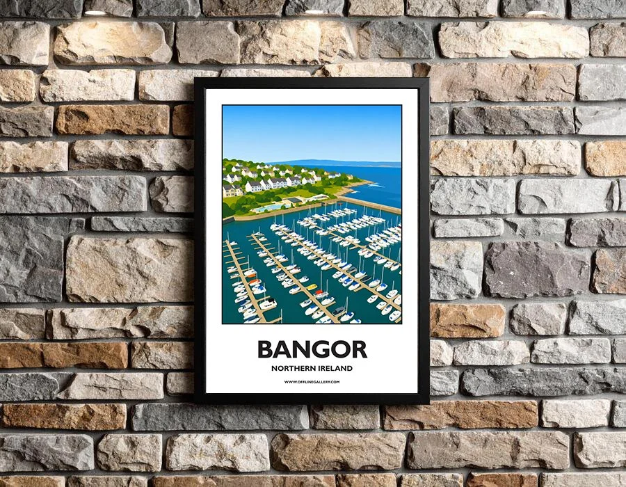 A3.2 - Stunning poster of Bangor Marina for sale, perfect for art lovers and collectors. Ideal for home or office, this artwork brings a touch of Northern Ireland's natural charm to any setting.