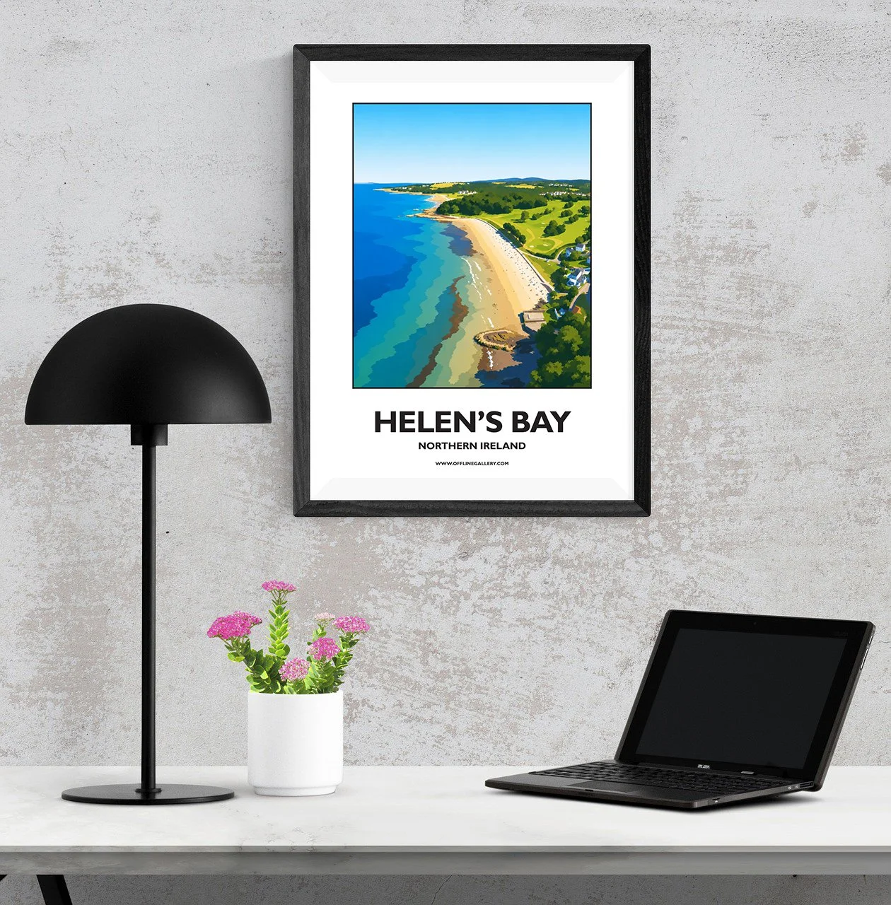 A3.1 - Stunning poster of Helen’s Bay for sale, perfect for art lovers and collectors. Ideal for home or office, this artwork brings a touch of Northern Ireland's natural charm to any setting.
