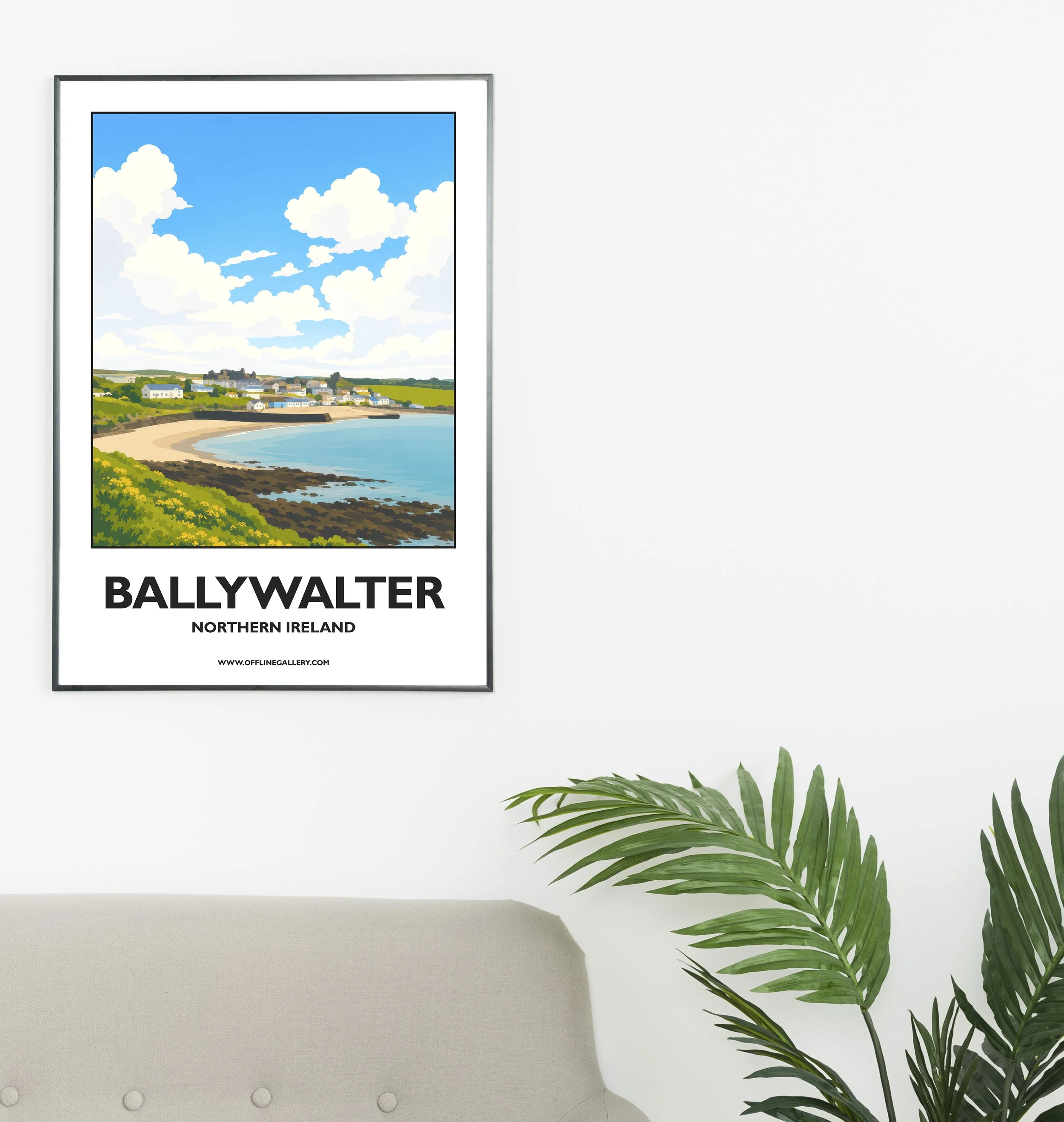 A2.1 - Stunning poster of Ballywalter for sale, perfect for art lovers and collectors. Ideal for home or office, this artwork brings a touch of Northern Ireland's natural beauty to any setting.