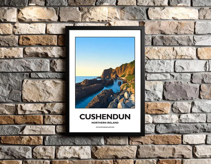 A3.2 - Stunning poster of Cushendun for sale, perfect for art lovers and collectors. Ideal for home or office, this artwork brings a touch of Northern Ireland's natural charm to any setting.