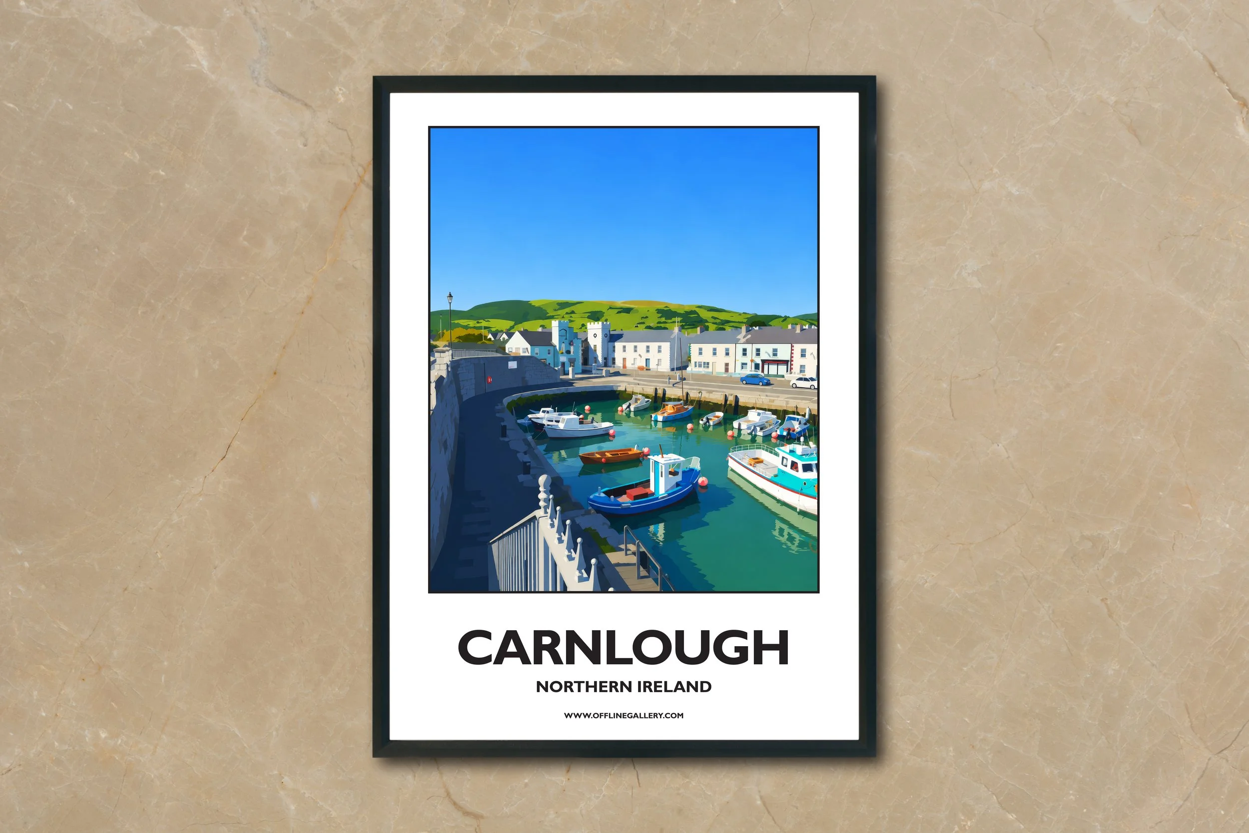 A4.2 - Stunning poster of Carnlough for sale, perfect for art lovers and collectors. Ideal for home or office, this artwork brings a touch of Northern Ireland's natural charm to any setting.