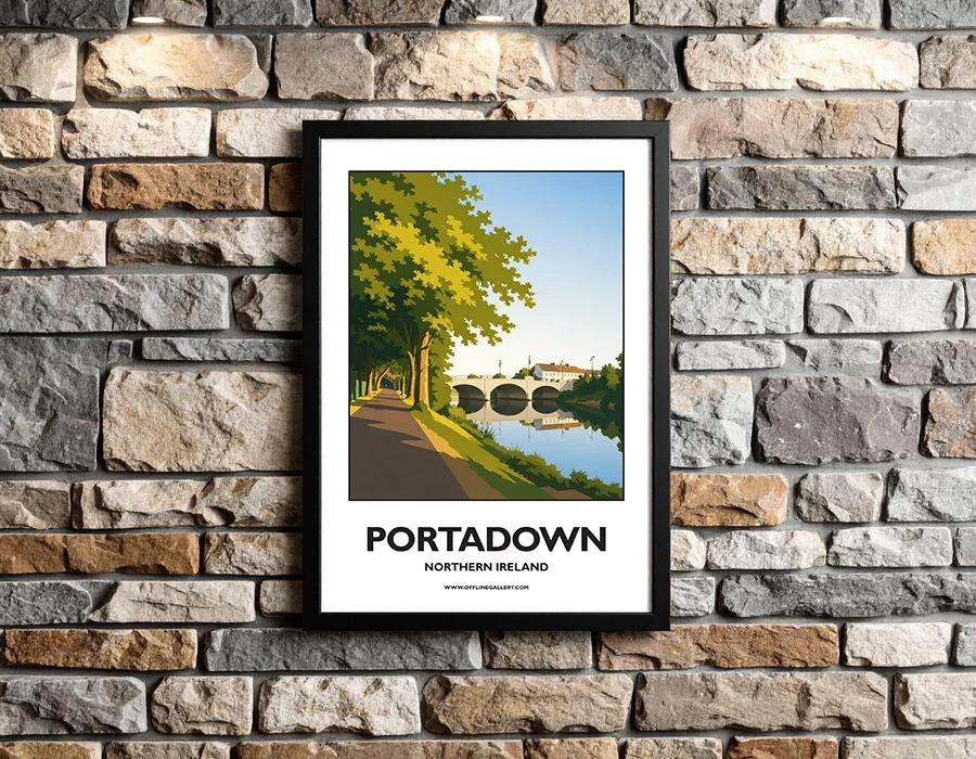 A3.2 - Stunning poster of Portadown for sale, perfect for art lovers and collectors. Ideal for home or office, this artwork brings a touch of Northern Ireland's natural charm to any setting.