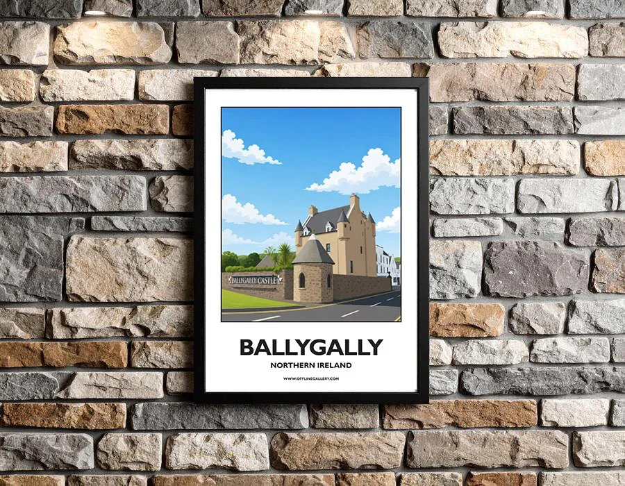 A3.2 - Stunning poster of Ballygally Castle for sale, perfect for art lovers and collectors. Ideal for home or office, this artwork brings a touch of Northern Ireland's natural charm to any setting.