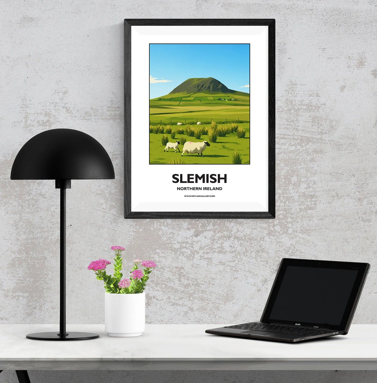 A3.1 - Stunning poster of Slemish hill for sale, perfect for art lovers and collectors. Ideal for home or office, this artwork brings a touch of Northern Ireland's natural charm to any setting.
