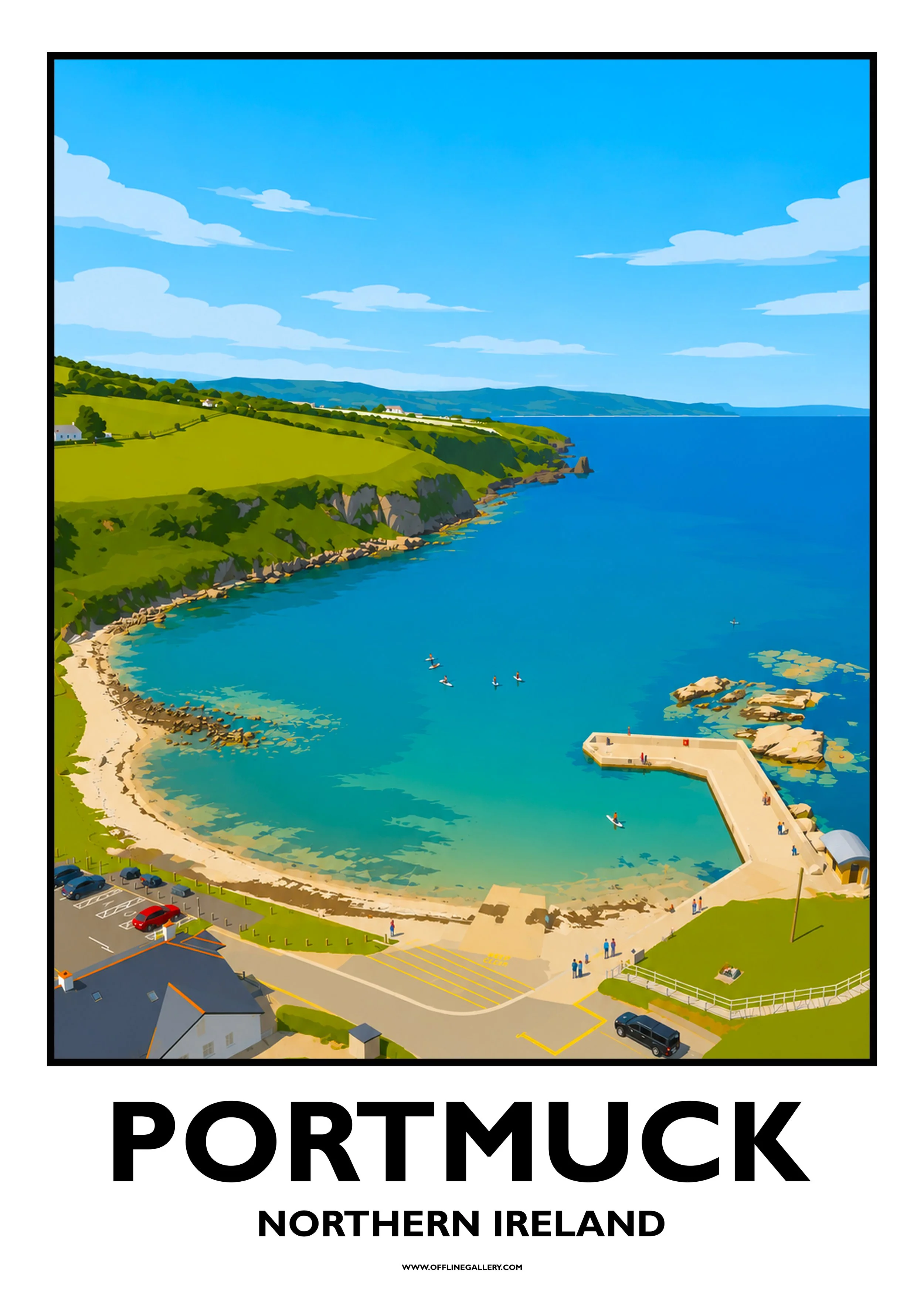  Portmuck - 2 - Offline Travel Poster  Prints from: £15.00 