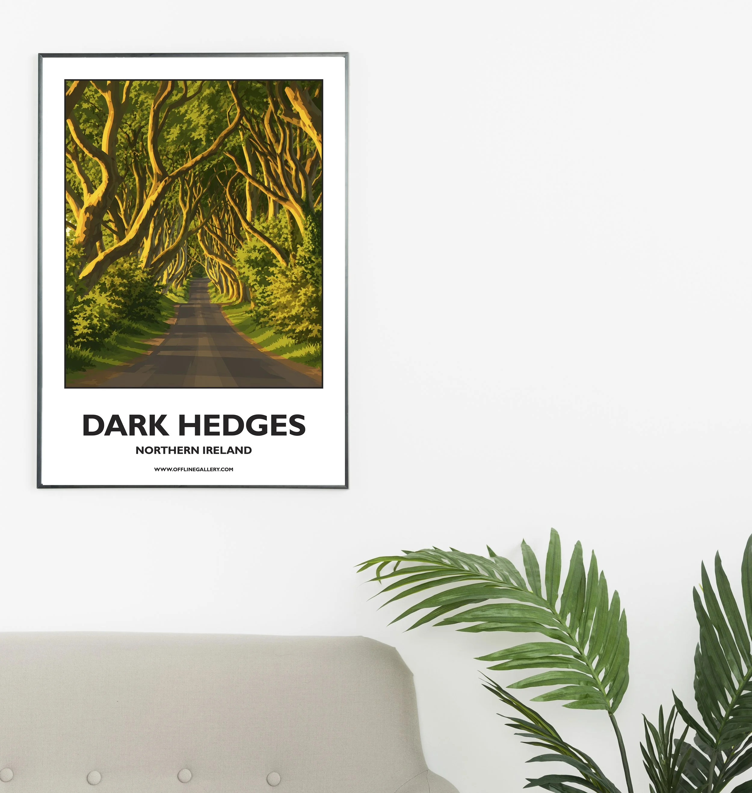 A2.1 - Stunning poster of The Dark Hedges featured in Game of Thrones for sale, perfect for art lovers and collectors. This artwork brings Northern Ireland to any setting, home or office.