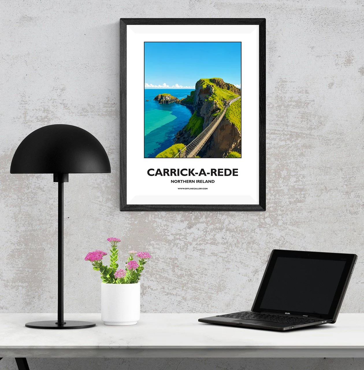 A3.1 - Poster of Carrick-a-Rede Rope Bridge for sale, perfect for art lovers and collectors. Ideal for home or office, this artwork brings Northern Ireland's natural charm to any setting.