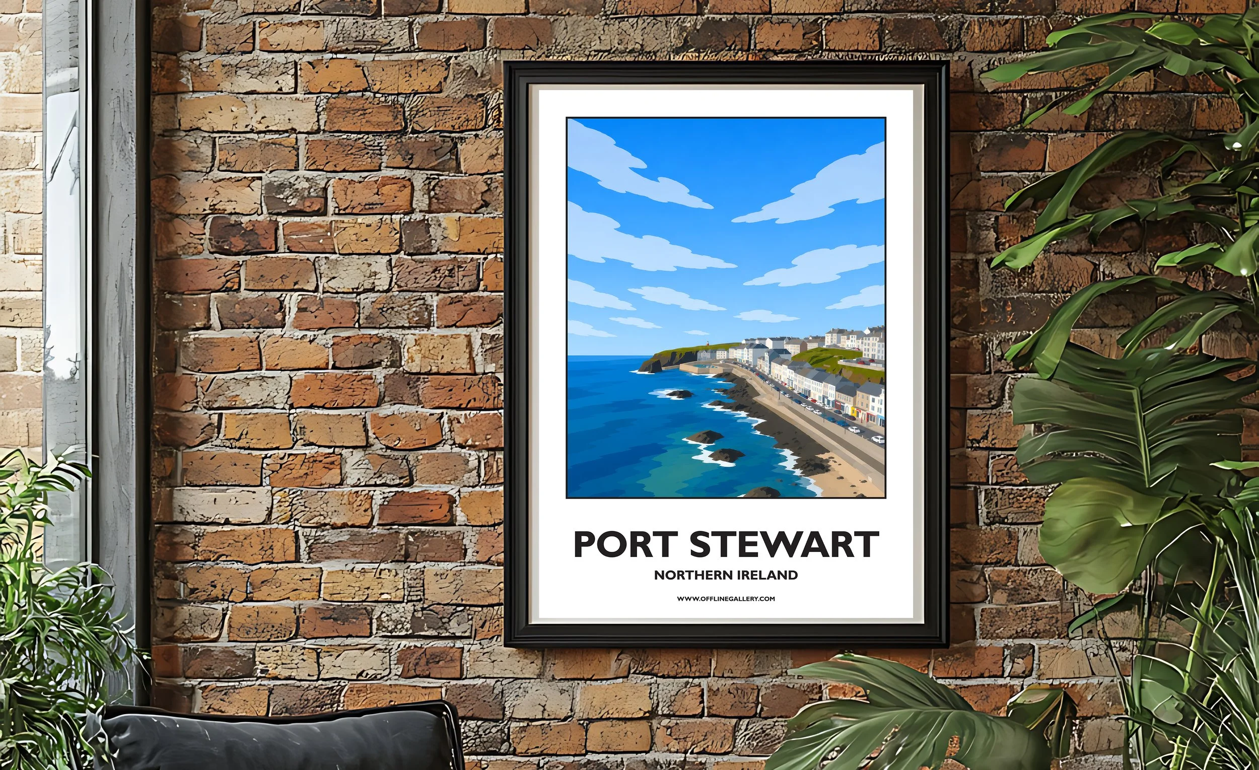 A2.2 - Beautiful poster of the Port Stewart coastline for sale, perfect for art lovers and collectors. Ideal for home or office, this artwork brings a touch of Northern Ireland's charm to any setting.