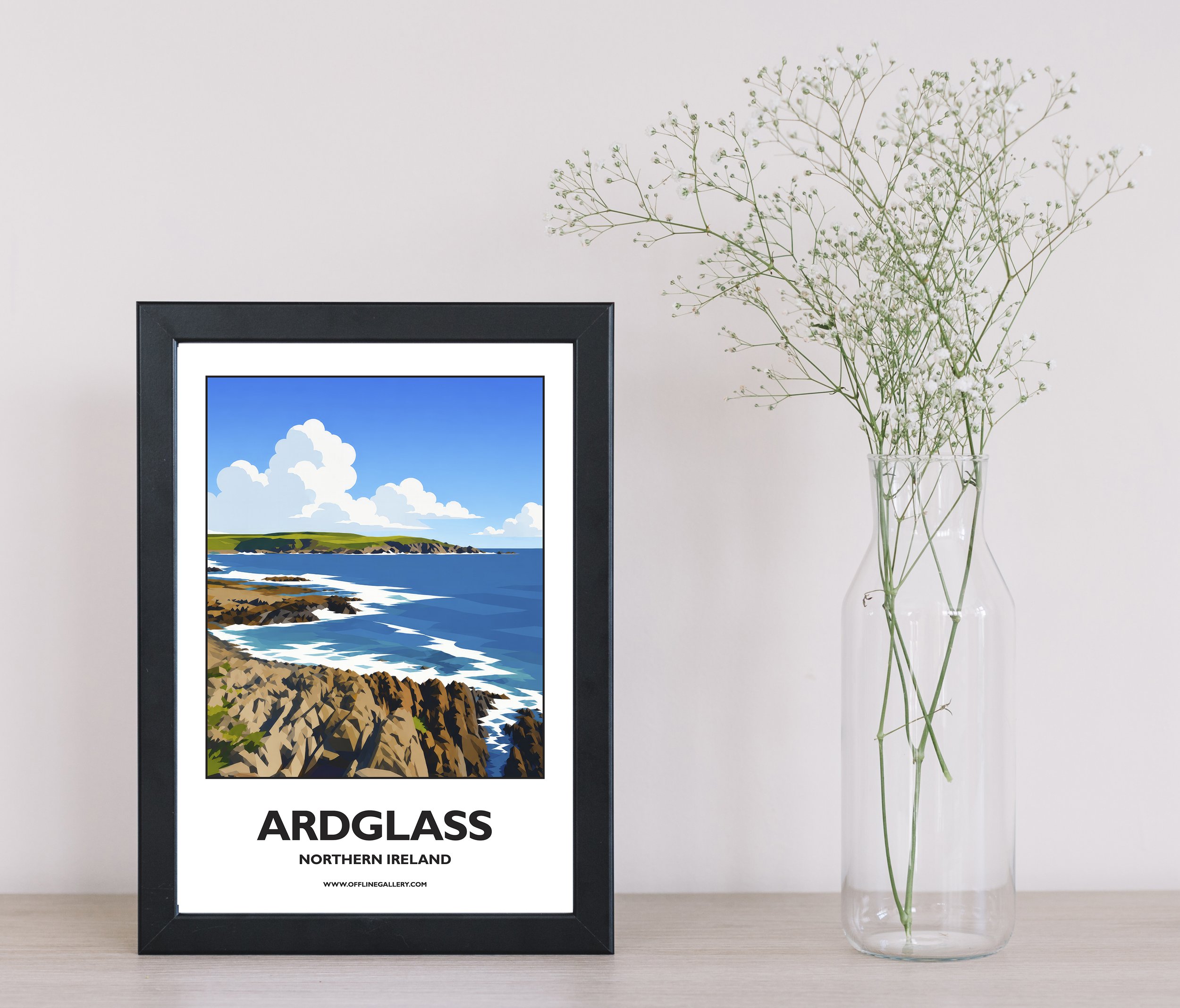 A4.1 - Stunning poster of Ardglass for sale, perfect for art lovers and collectors. Ideal for home or office, this artwork brings a touch of Northern Ireland's natural charm to any setting.