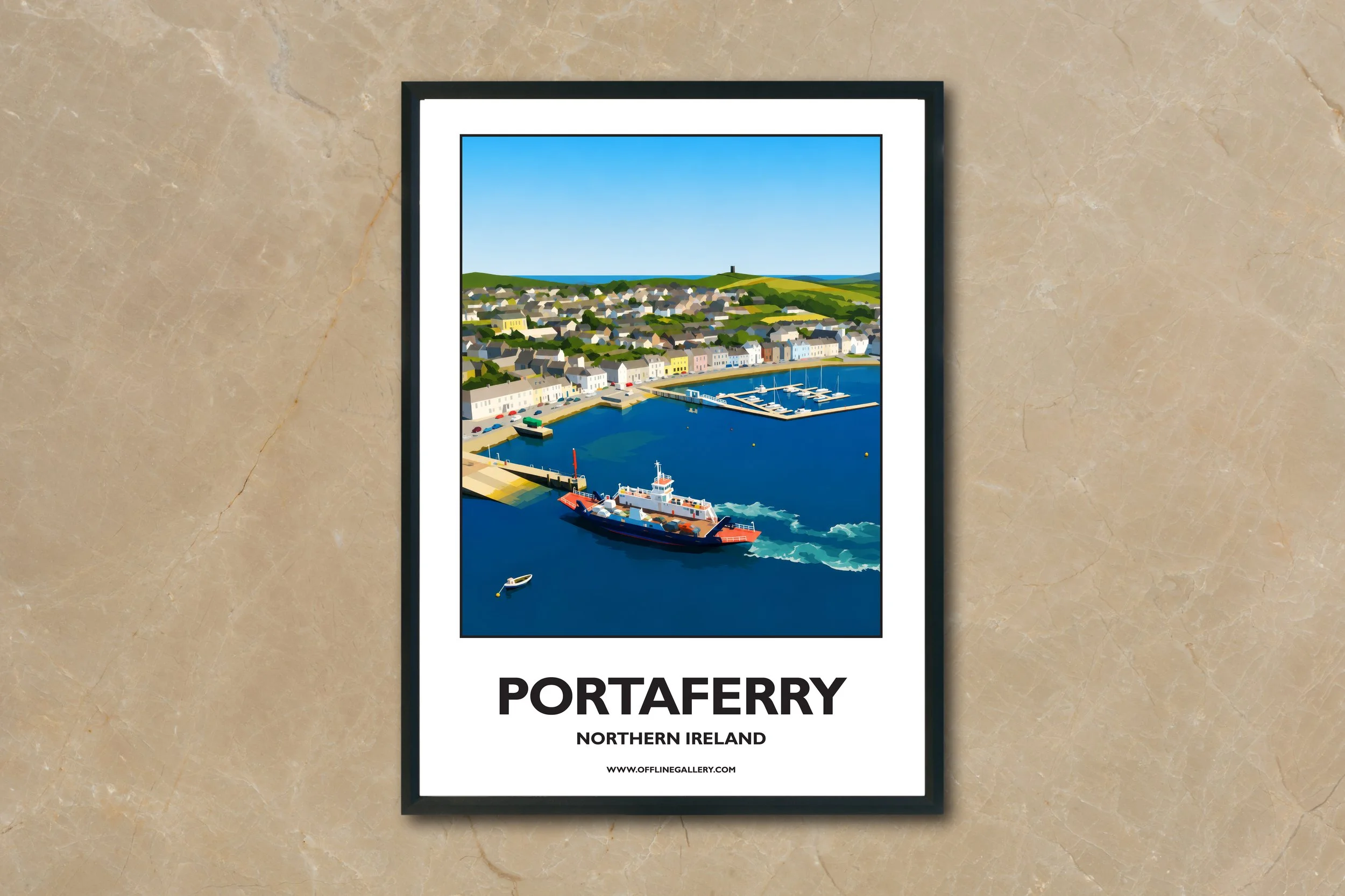 A4.2 - Stunning poster of Portaferry for sale, perfect for art lovers and collectors. Ideal for home or office, this artwork brings a touch of Northern Ireland's natural charm to any setting.