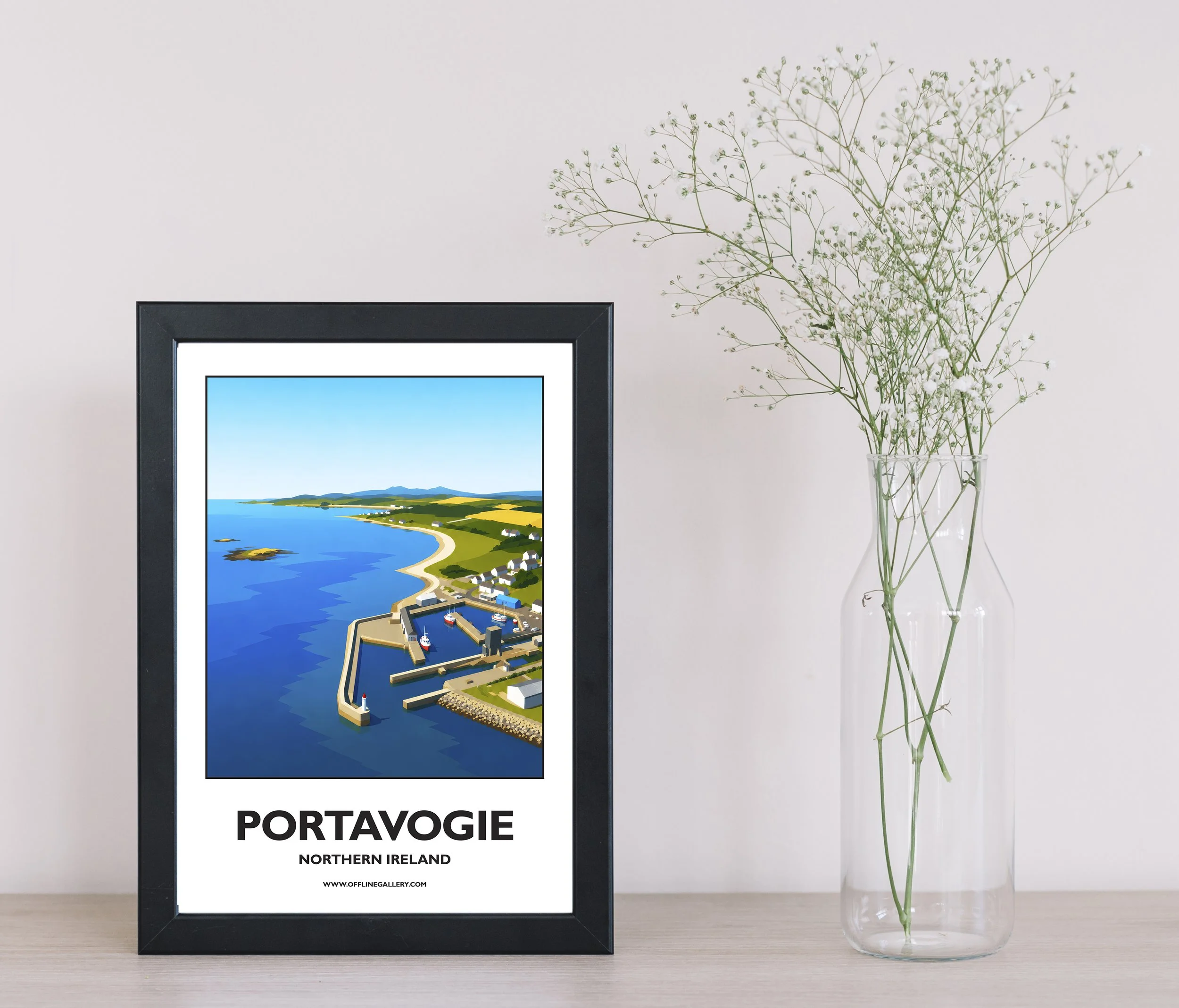 A4.1 - Stunning poster of Portavogie for sale, perfect for art lovers and collectors. Ideal for home or office, this artwork brings a touch of Northern Ireland's natural charm to any setting.