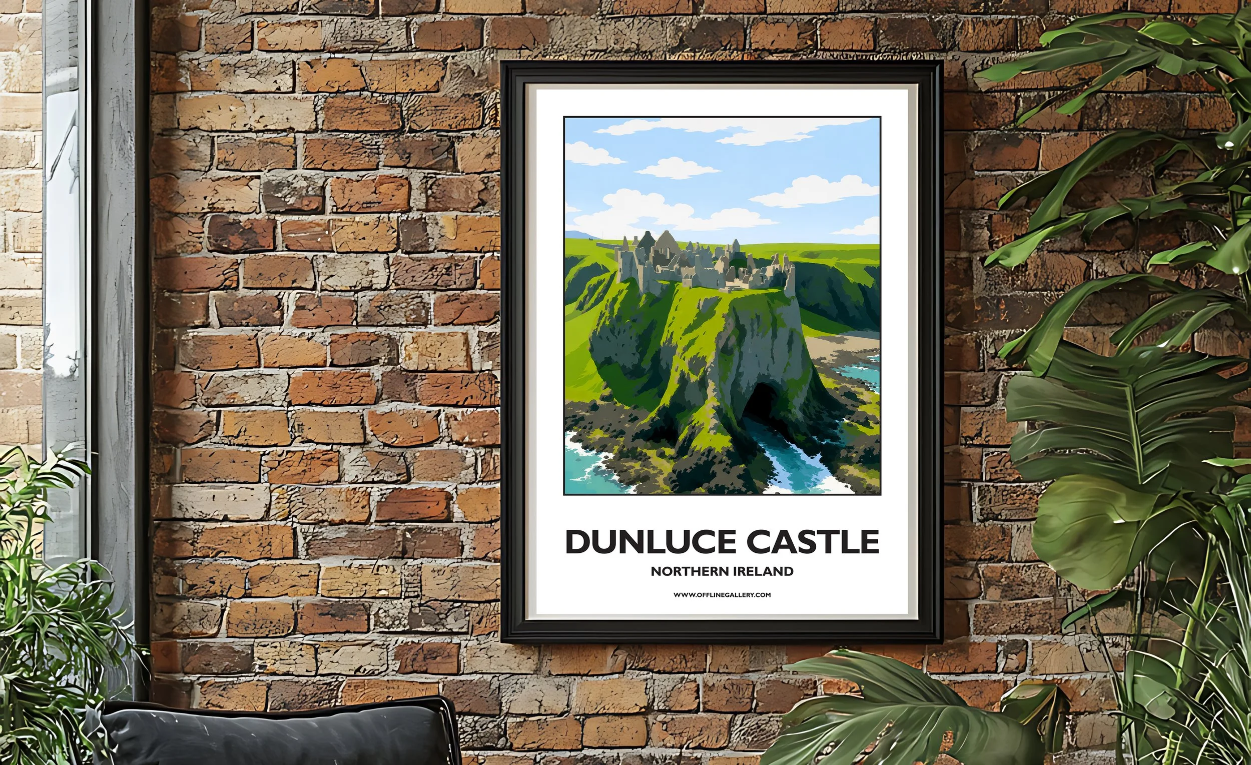 A2.2 - Stunning poster of Dunluce Castle for sale, perfect for art lovers and collectors. Ideal for home or office, this artwork brings a touch of Northern Ireland's natural charm to any setting.