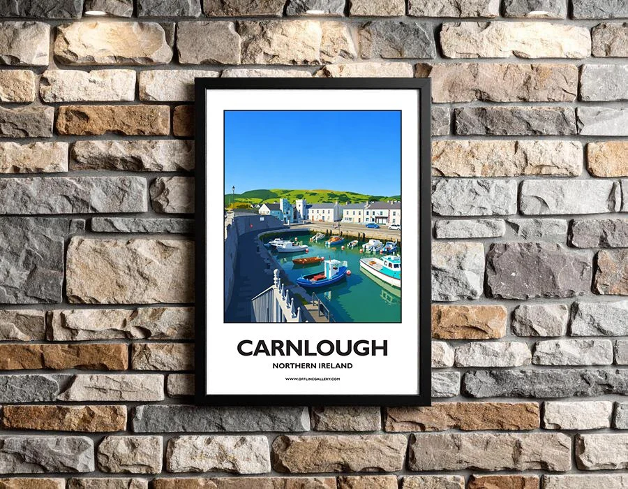 A3.2 - Stunning poster of Carnlough for sale, perfect for art lovers and collectors. Ideal for home or office, this artwork brings a touch of Northern Ireland's natural charm to any setting.