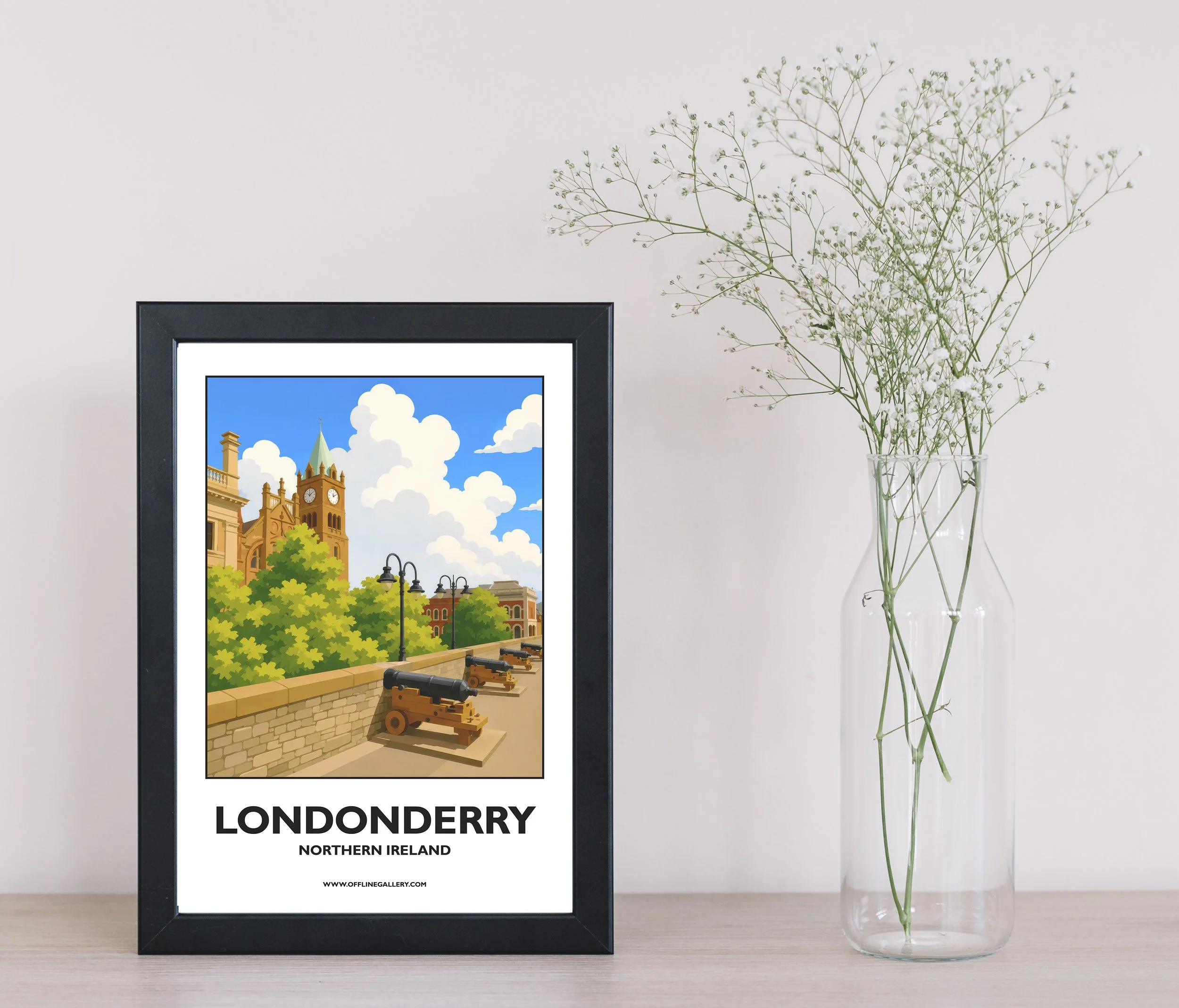 A4.1 - Stunning poster of Londonderry for sale, perfect for art lovers and collectors. Ideal for home or office, this artwork brings a touch of Northern Ireland's natural beauty to any setting.
