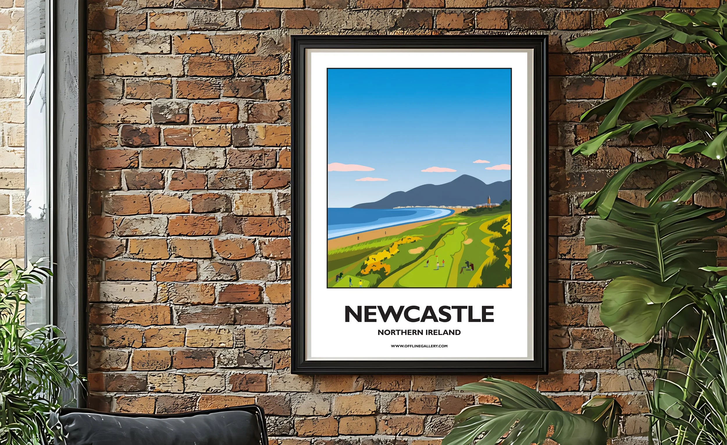 A2.2 - Poster of the Newcastle golf course for sale, perfect for art lovers and collectors. Ideal for home or office, this artwork brings a touch of Northern Ireland's natural charm to any setting.