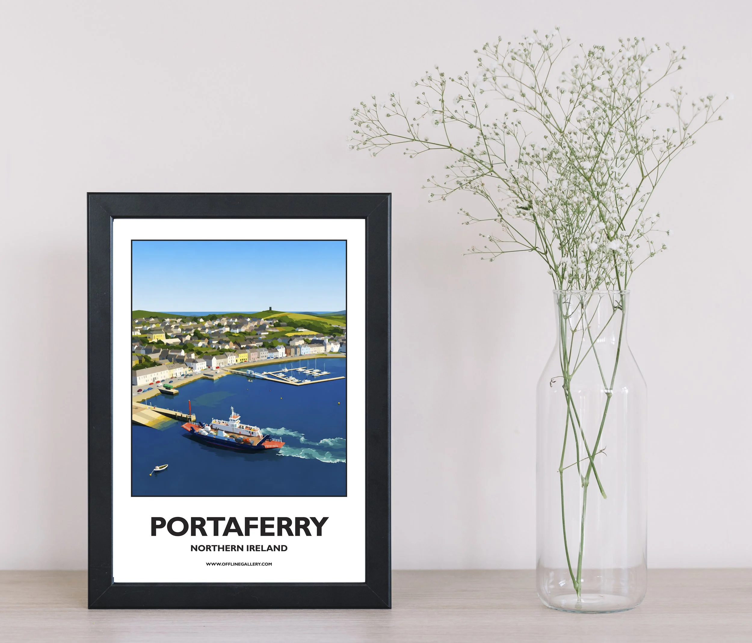 A4.1 - Stunning poster of Portaferry for sale, perfect for art lovers and collectors. Ideal for home or office, this artwork brings a touch of Northern Ireland's natural charm to any setting.
