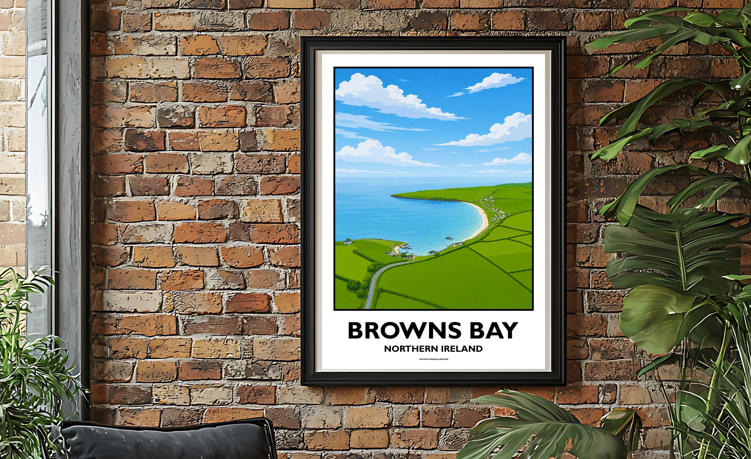 A2.2 - Stunning poster of Browns Bay for sale, perfect for art lovers and collectors. Ideal for home or office, this artwork brings a touch of Northern Ireland's natural charm to any setting.