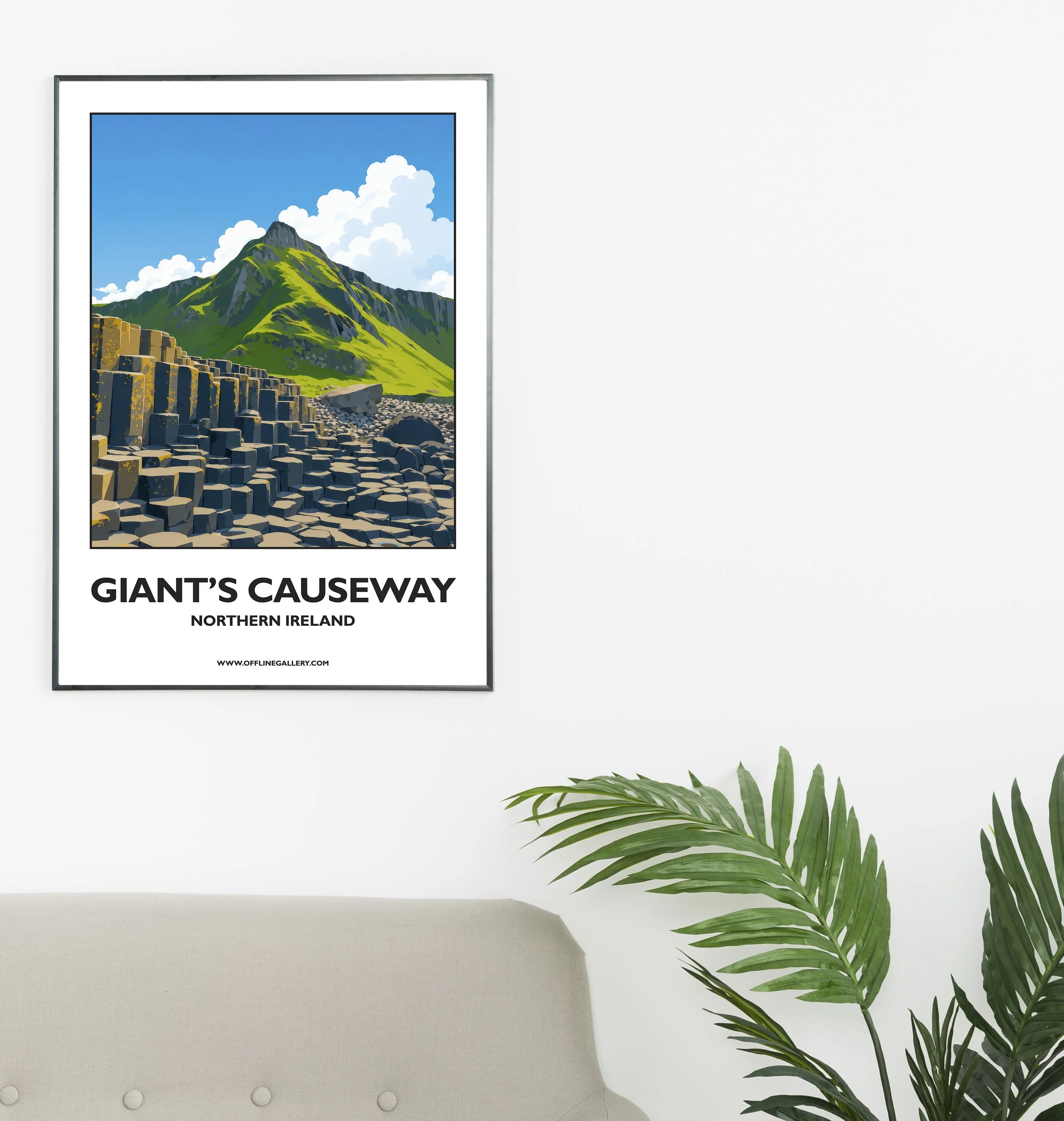 A2.1 - Stunning poster of the iconic Giants Causeway in Antrim for sale, perfect for art lovers and collectors. This artwork brings Northern Ireland to any setting, home or office.