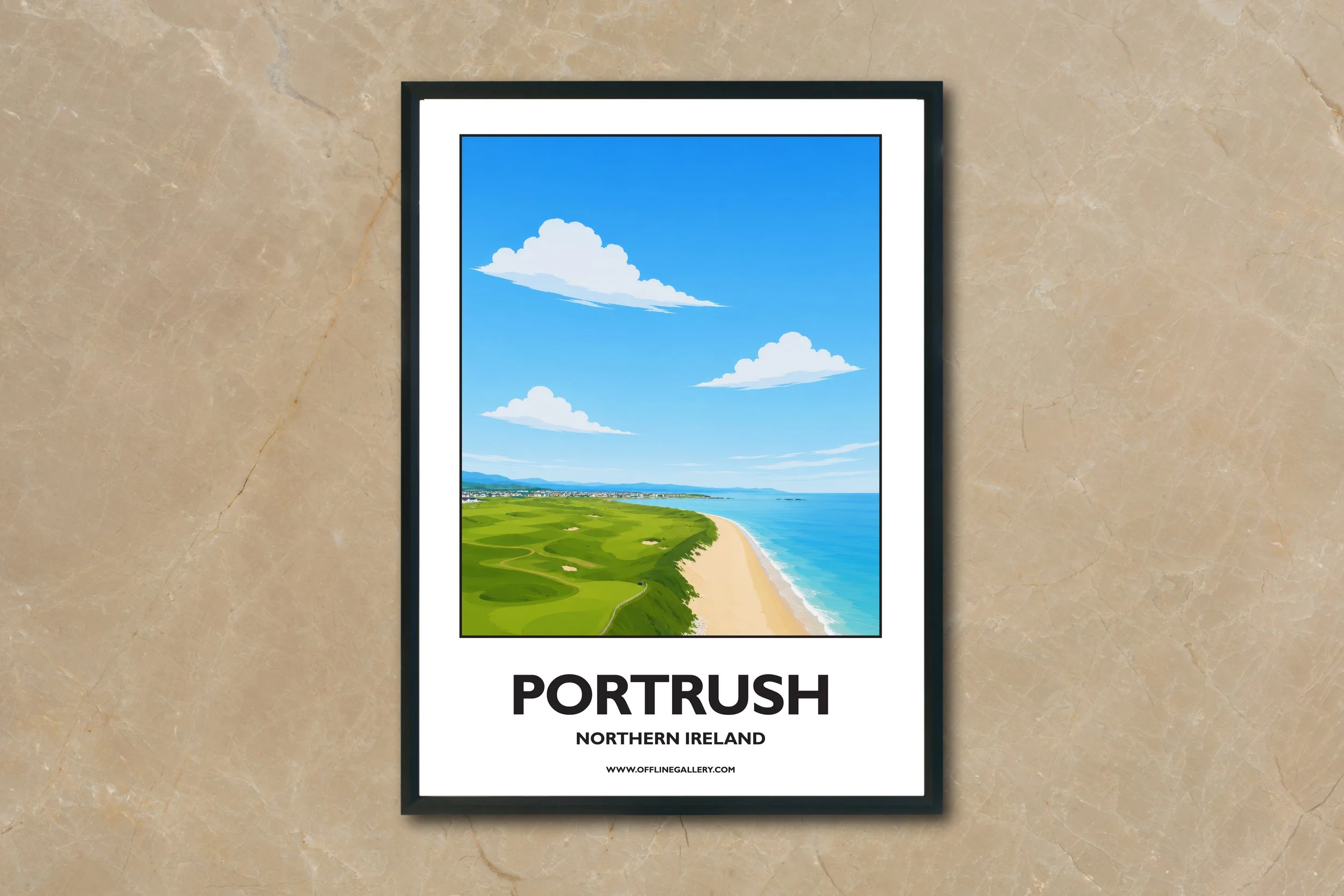 A4.2 - Stunning poster of the Portrush coast for sale, perfect for art lovers and collectors. Ideal for home or office, this artwork brings a touch of Northern Ireland's natural charm to any setting.