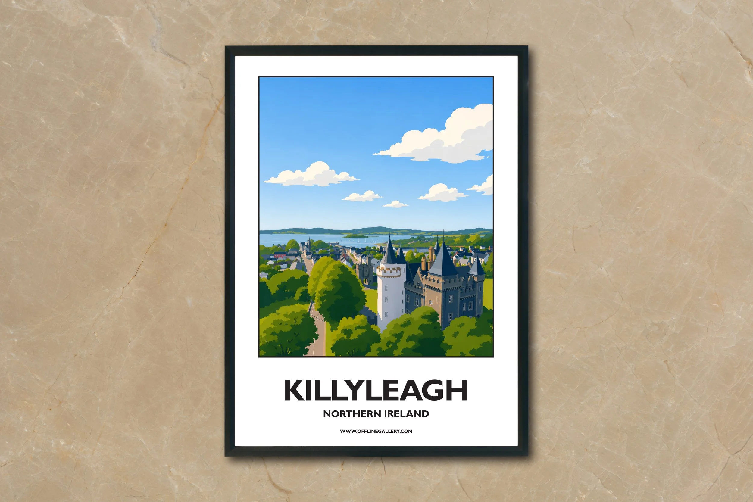 A4.2 - Stunning poster of Killyleagh for sale, perfect for art lovers and collectors. Ideal for home or office, this artwork brings a touch of Northern Ireland's natural charm to any setting.