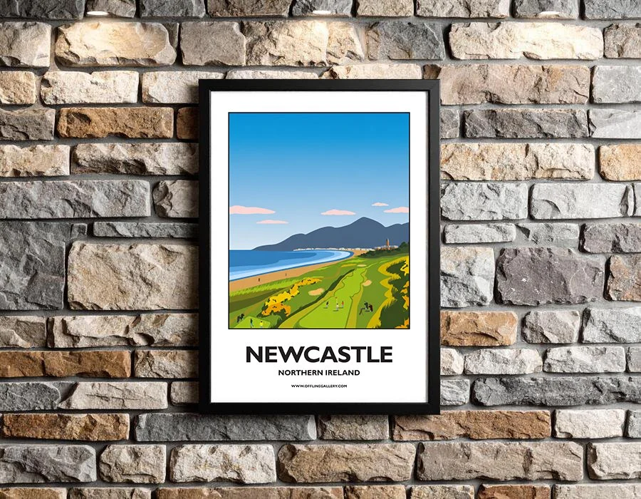 A3.2 - Poster of the Newcastle golf course for sale, perfect for art lovers and collectors. Ideal for home or office, this artwork brings a touch of Northern Ireland's natural charm to any setting.