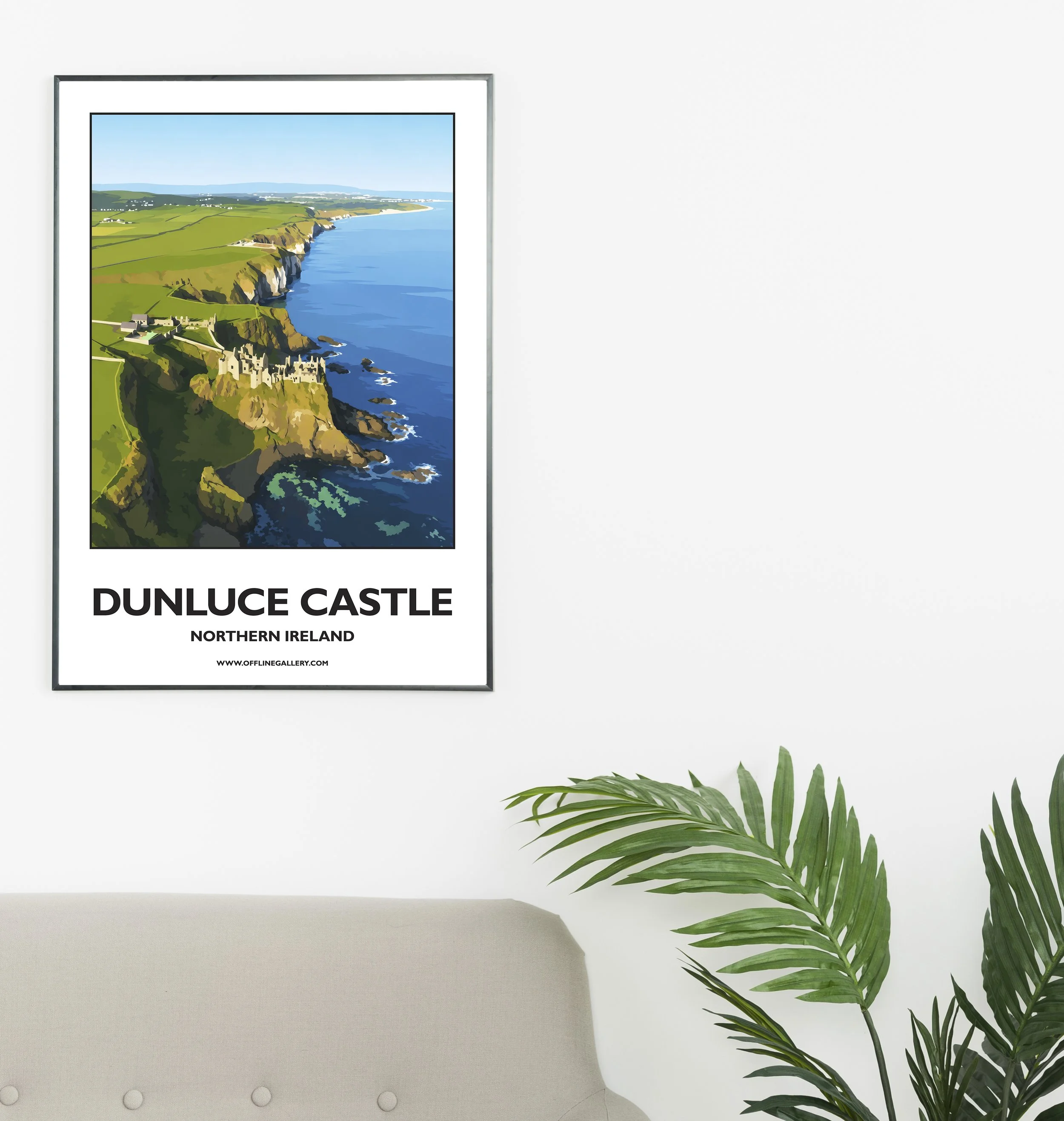 A2.1 - Stunning poster of Dunluce Castle for sale, perfect for art lovers and collectors. Ideal for home or office, this artwork brings a touch of Northern Ireland's natural charm to any setting.
