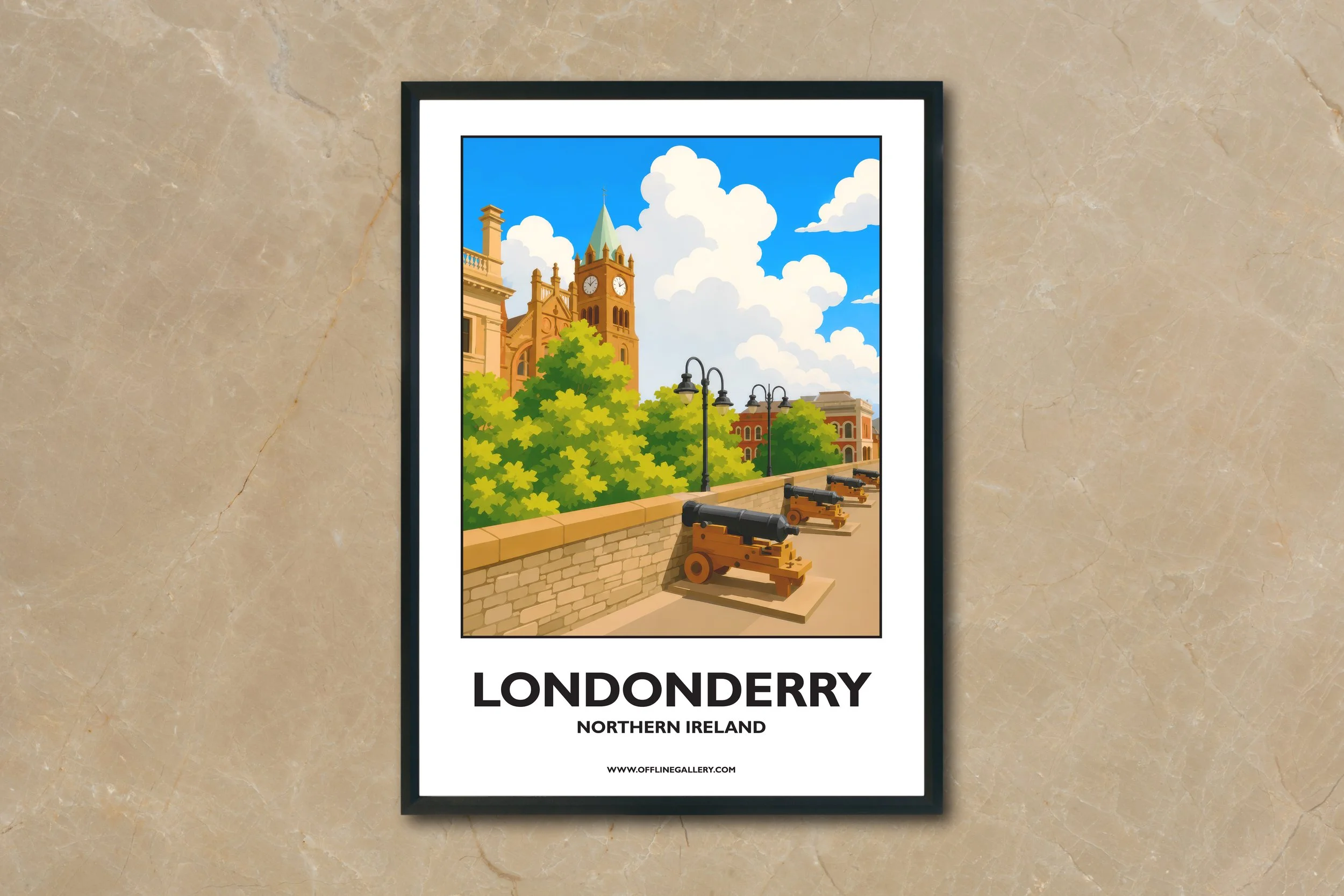 A4.2 - Stunning poster of Londonderry for sale, perfect for art lovers and collectors. Ideal for home or office, this artwork brings a touch of Northern Ireland's natural beauty to any setting.