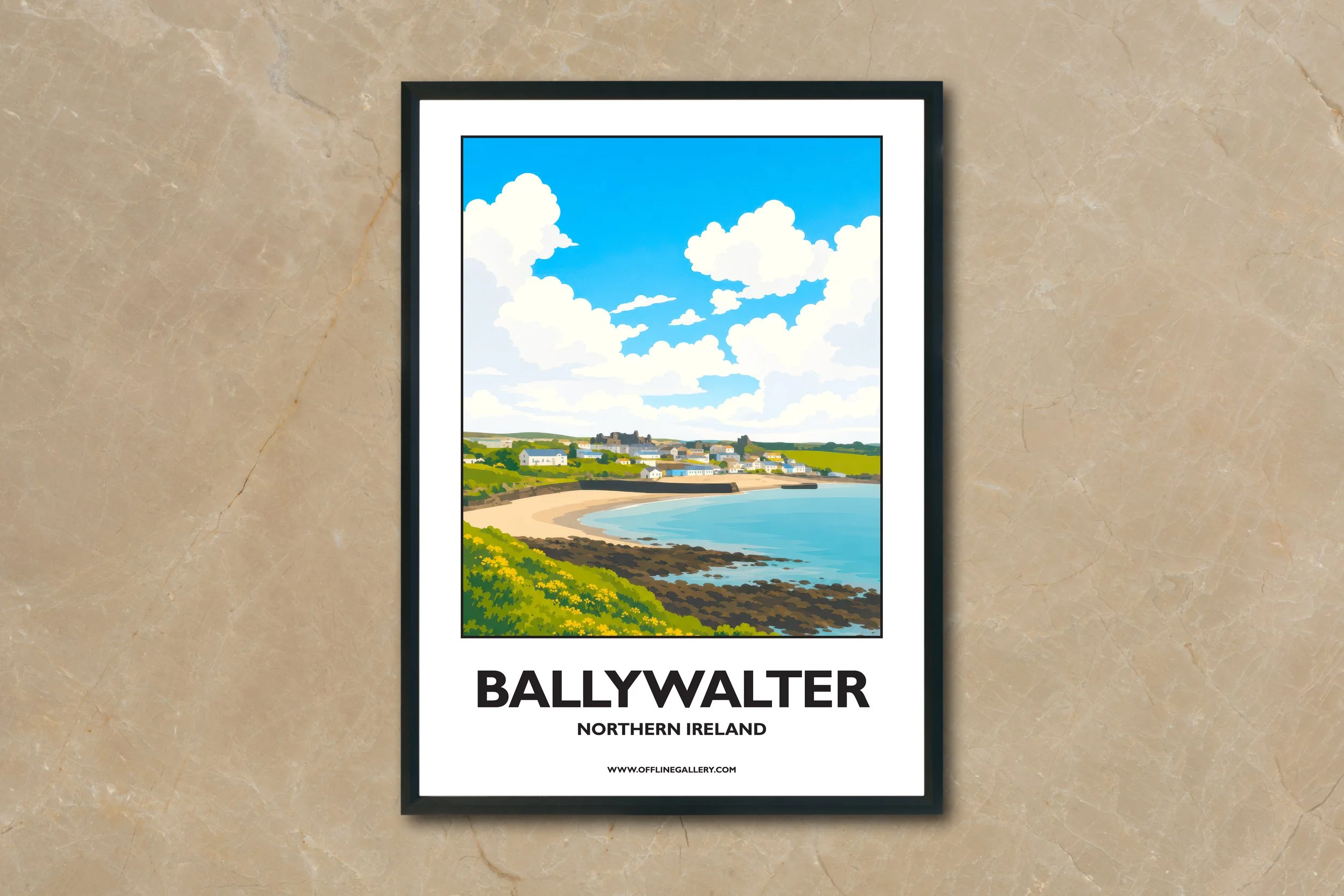 A4.2 - Stunning poster of Ballywalter for sale, perfect for art lovers and collectors. Ideal for home or office, this artwork brings a touch of Northern Ireland's natural beauty to any setting.