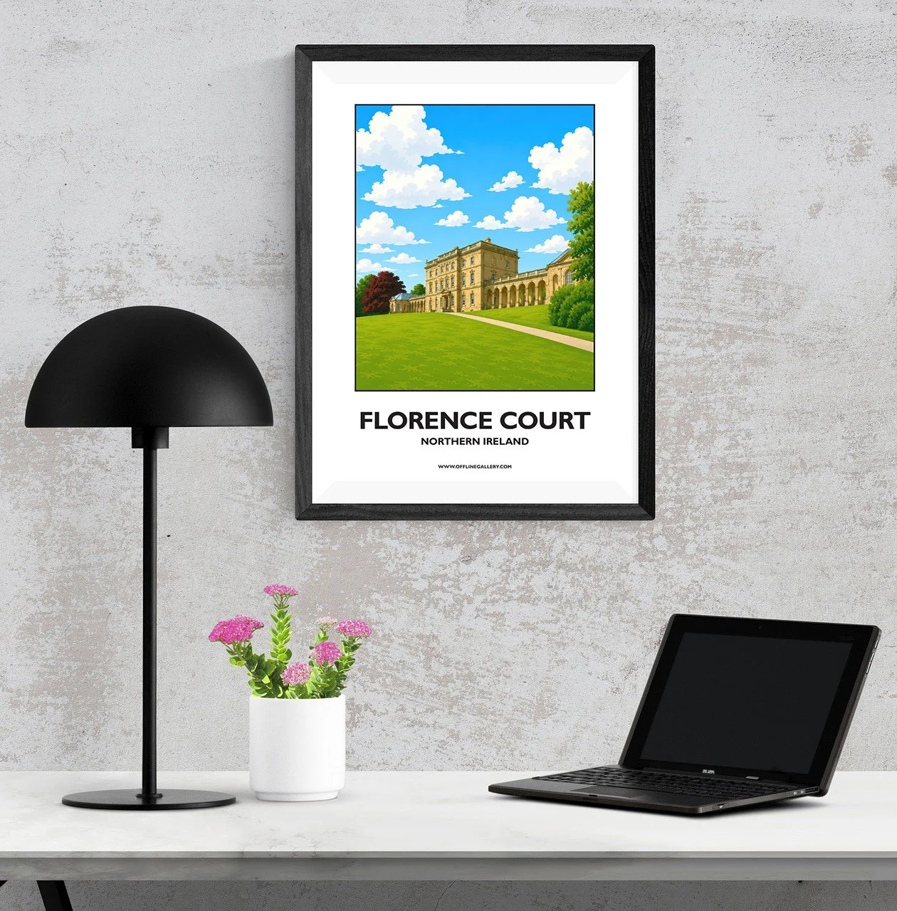 A3.1 - Beautiful poster of historic Florence Court for sale, perfect for art lovers and collectors. This artwork brings the beauty of Northern Ireland to any setting, home or office.