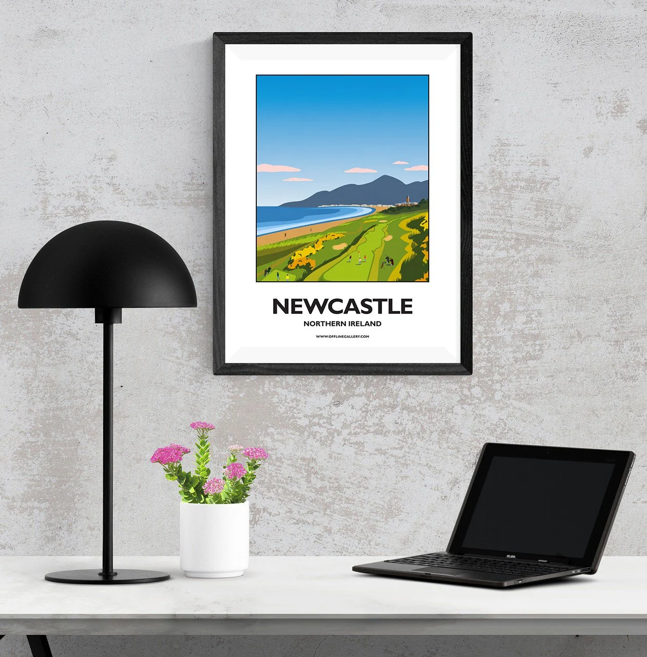A3.1 - Poster of the Newcastle golf course for sale, perfect for art lovers and collectors. Ideal for home or office, this artwork brings a touch of Northern Ireland's natural charm to any setting.