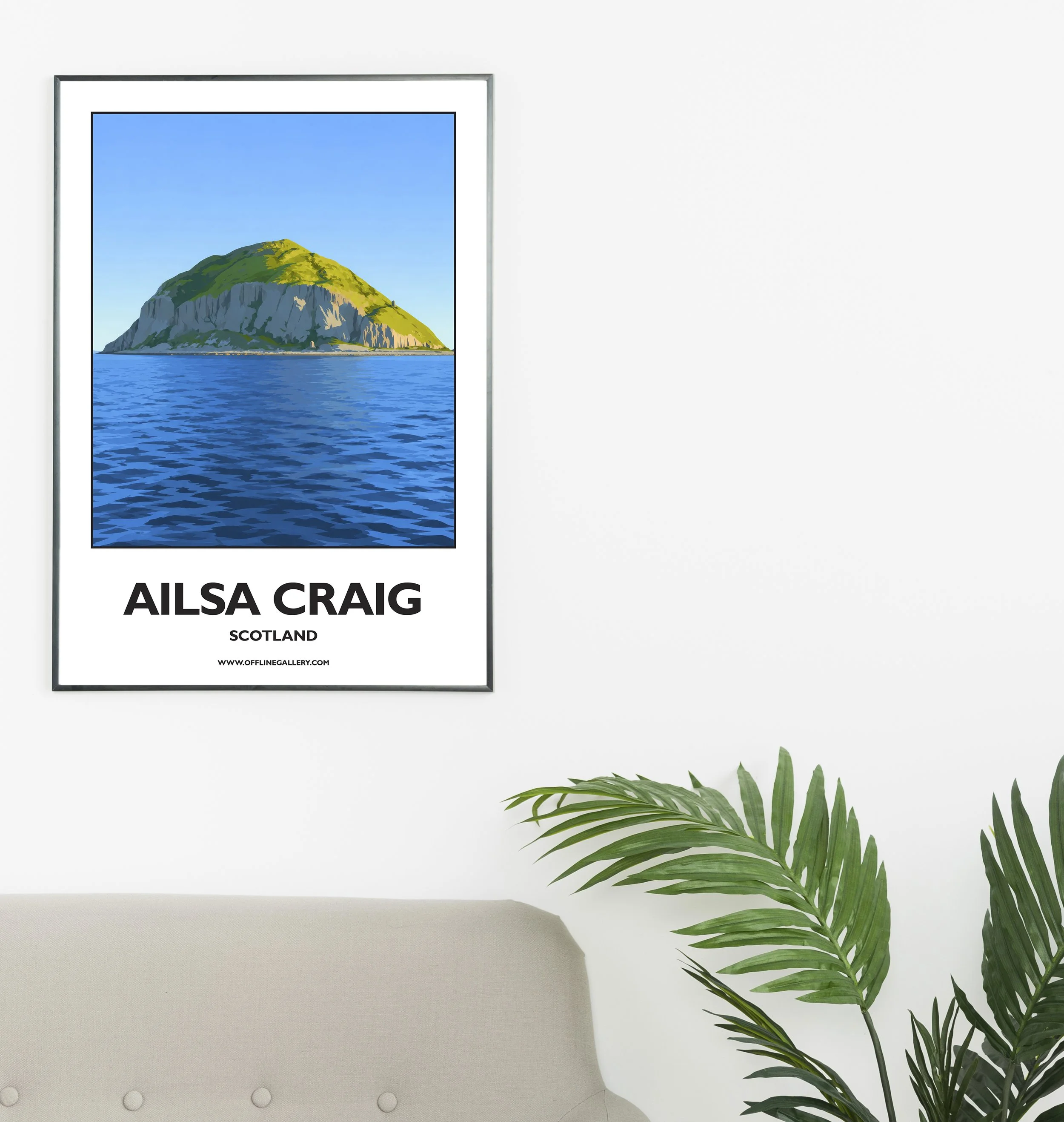 A2.1 - Stunning poster of Ailsa Craig for sale, perfect for art lovers and collectors. Ideal for home or office, this artwork brings a touch of Scotland's natural charm to any setting.