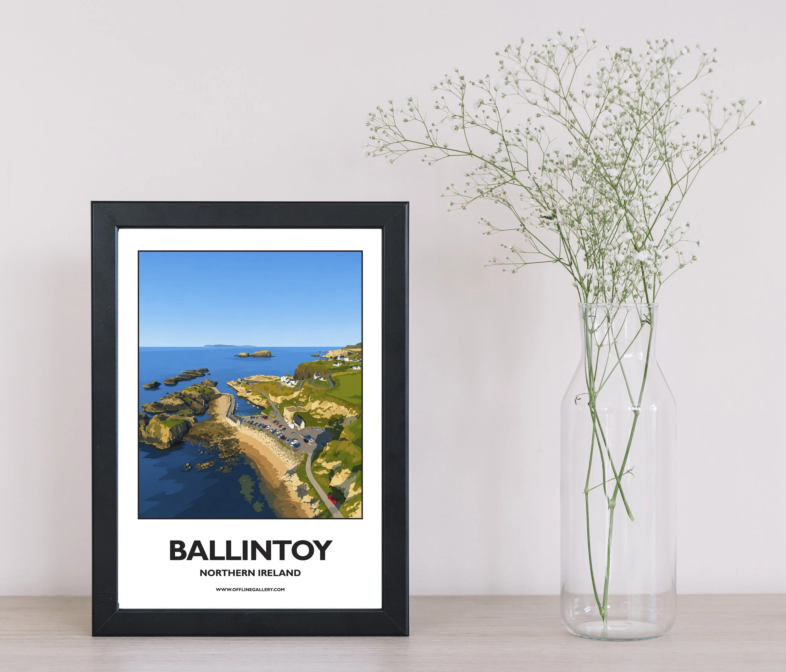 A4.1 - Stunning poster of the Ballintoy coast for sale, perfect for art lovers and collectors. Ideal for home or office, this artwork brings a touch of Northern Ireland's natural charm to any setting.