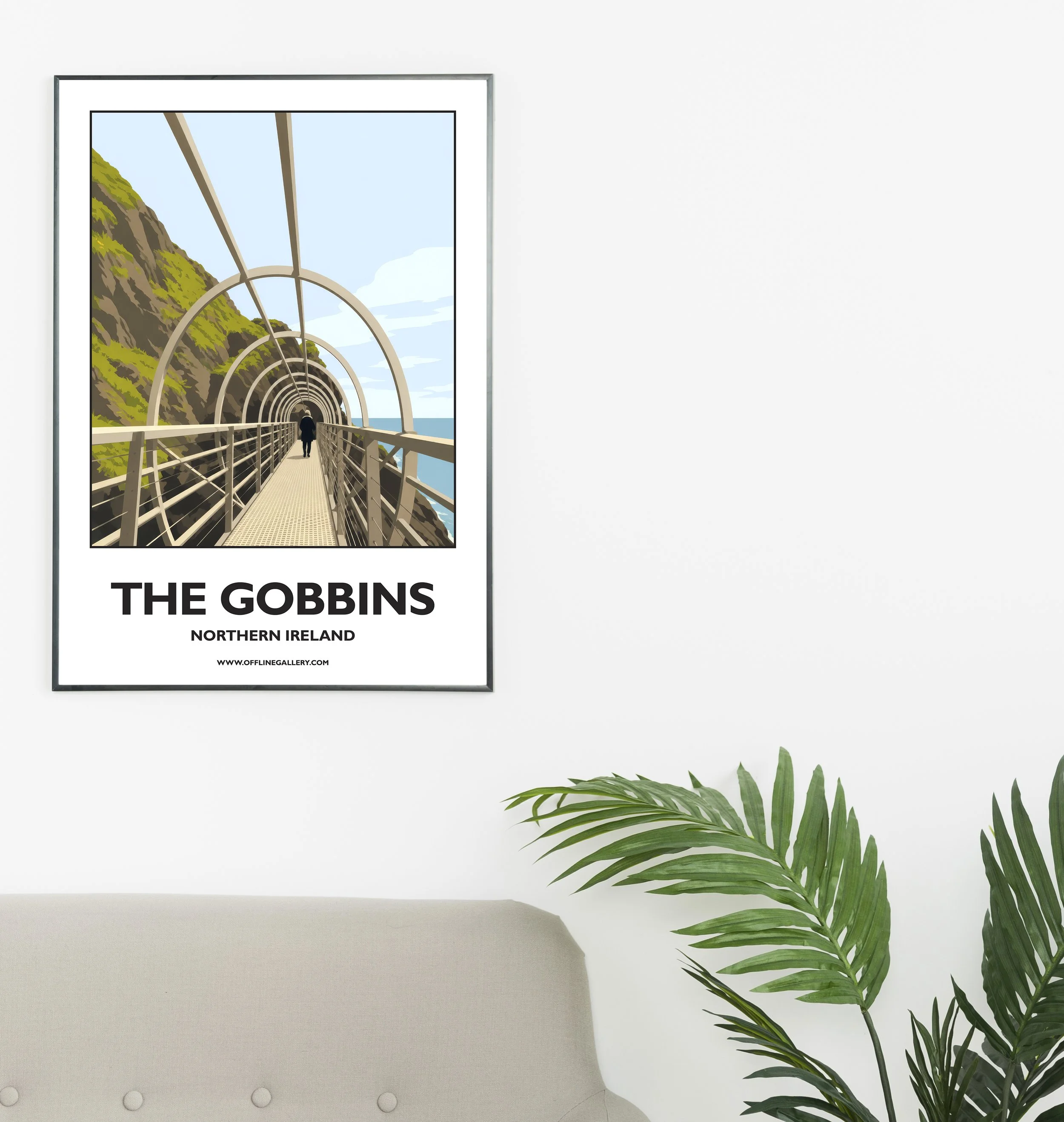 A2.1 - Stunning poster of the iconic Gobbins Cliff Walk for sale, perfect for art lovers and collectors. This artwork brings the beauty of Northern Ireland to any setting, home or office.