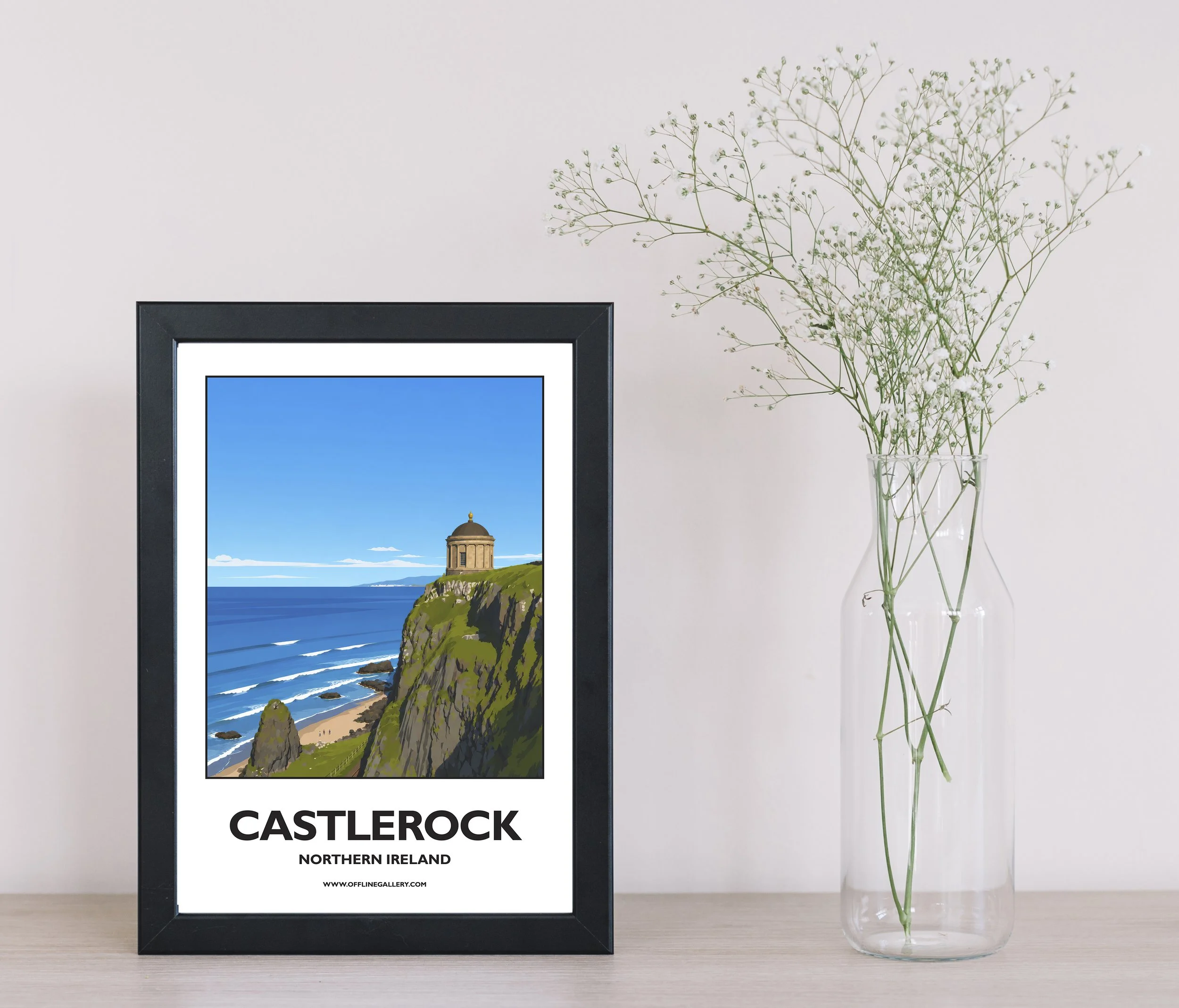 A4.1 - Stunning poster of Castlerock for sale, perfect for art lovers and collectors. Ideal for home or office, this artwork brings a touch of Northern Ireland's natural charm to any setting.