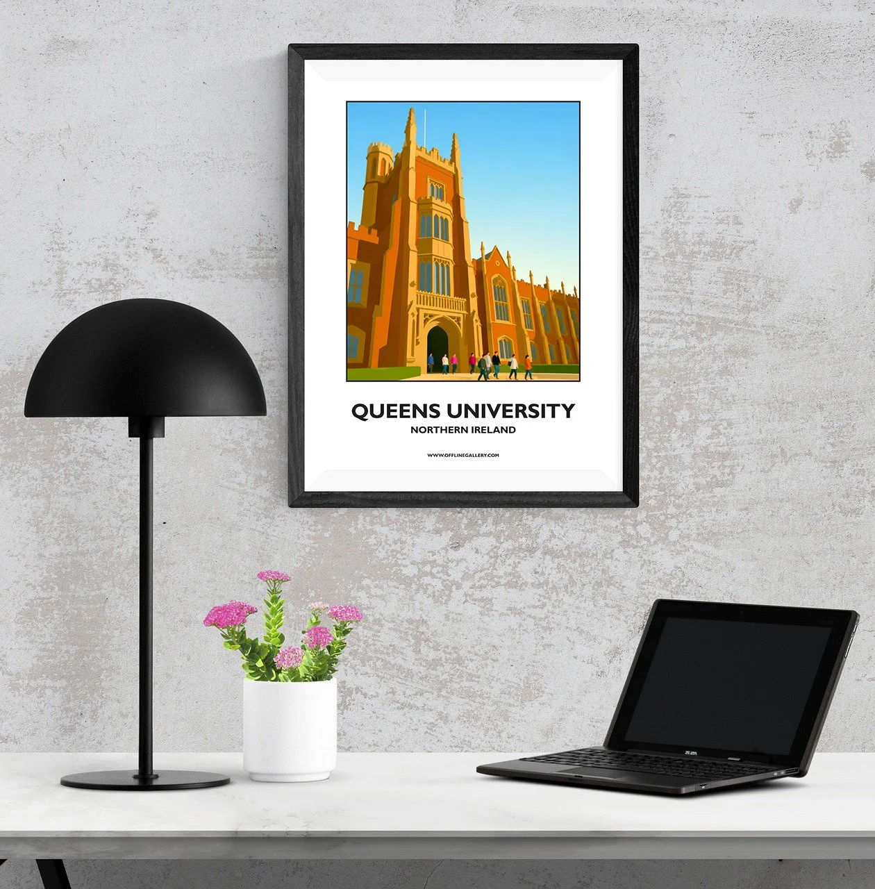 A3.1- Stunning poster of Queens University for sale, perfect for art lovers and collectors. Ideal for home or office, this artwork shows an image of an iconic local university in Northern Ireland.