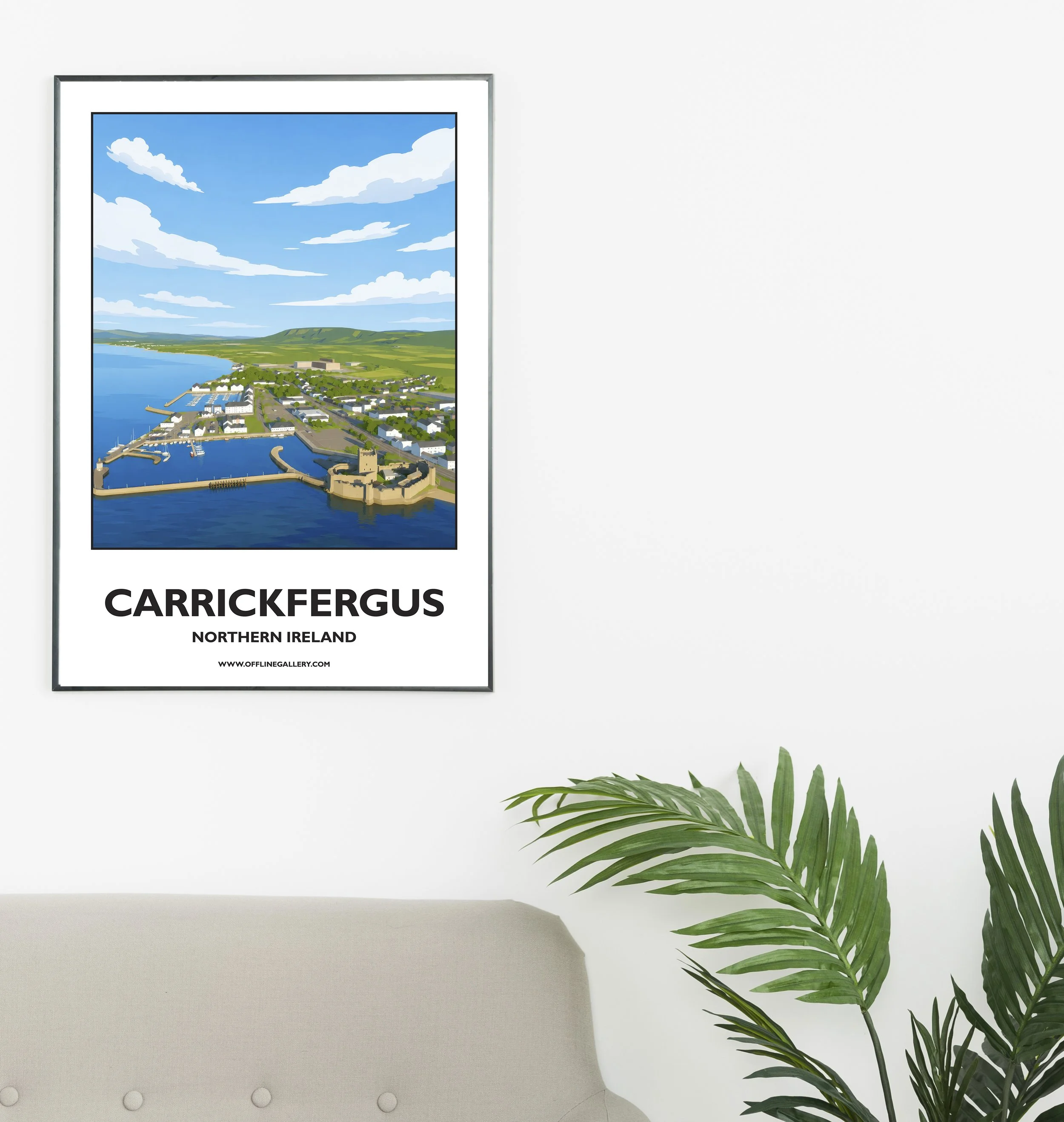 A2.1 - Stunning poster of Carrickfergus for sale, perfect for art lovers and collectors. Ideal for home or office, this artwork brings a touch of Northern Ireland's natural charm to any setting.