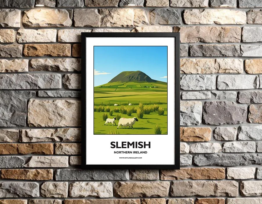 A3.2 - Stunning poster of Slemish hill for sale, perfect for art lovers and collectors. Ideal for home or office, this artwork brings a touch of Northern Ireland's natural charm to any setting.