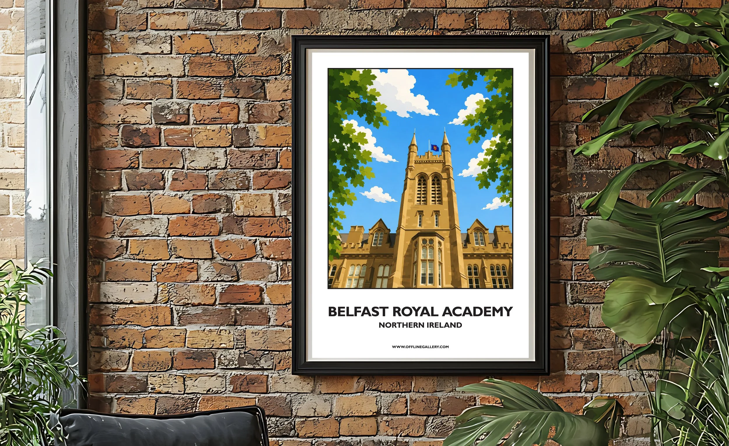 - Stunning poster of Belfast Royal Academy for sale, perfect for art lovers and collectors. Ideal for home or office, this artwork shows an image of a famous local school in Northern Ireland.