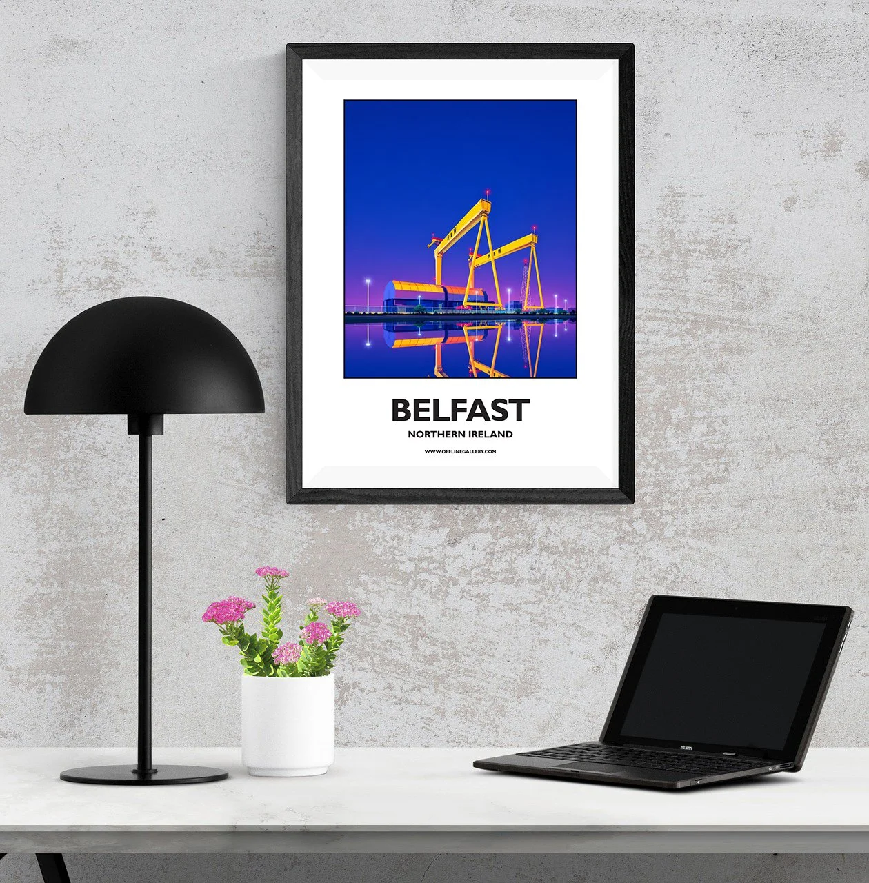 A3.1 - Poster of Belfast’s famous cranes for sale, perfect for art lovers and collectors. Ideal for home or office, this artwork brings a touch of Northern Ireland's natural charm to any setting.