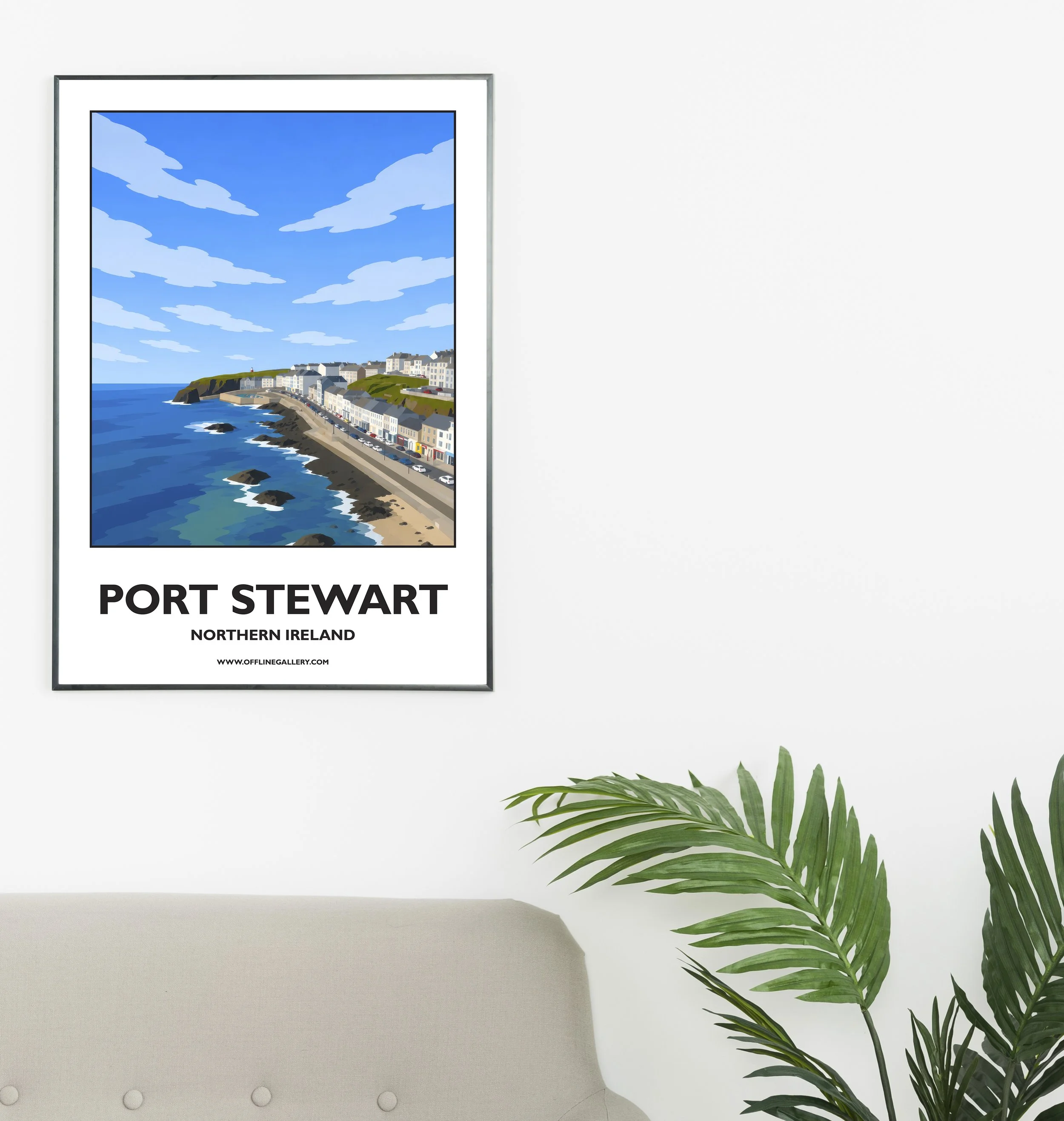 A2.1 - Beautiful poster of the Port Stewart coastline for sale, perfect for art lovers and collectors. Ideal for home or office, this artwork brings a touch of Northern Ireland's charm to any setting.