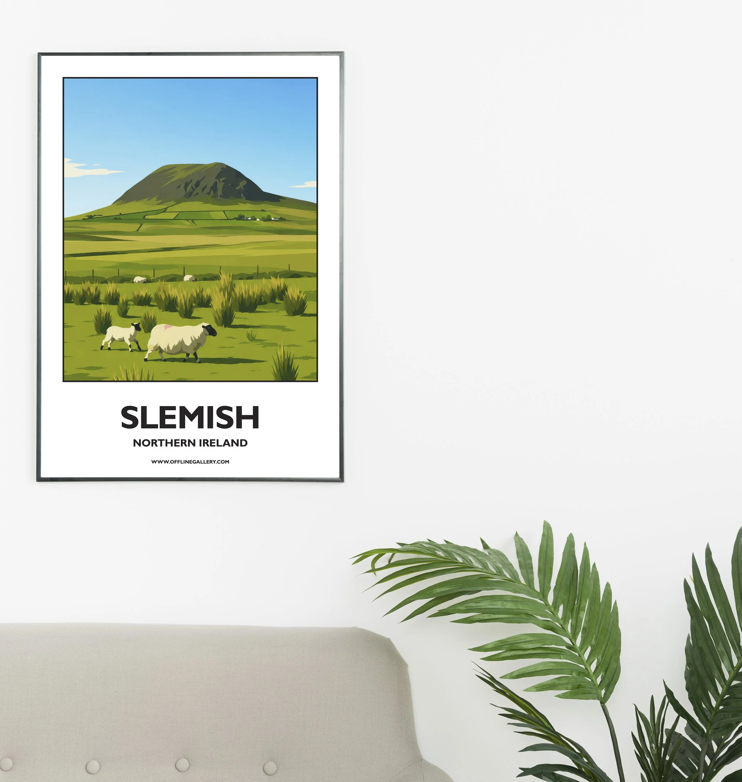 A2.1 - Stunning poster of Slemish hill for sale, perfect for art lovers and collectors. Ideal for home or office, this artwork brings a touch of Northern Ireland's natural charm to any setting.