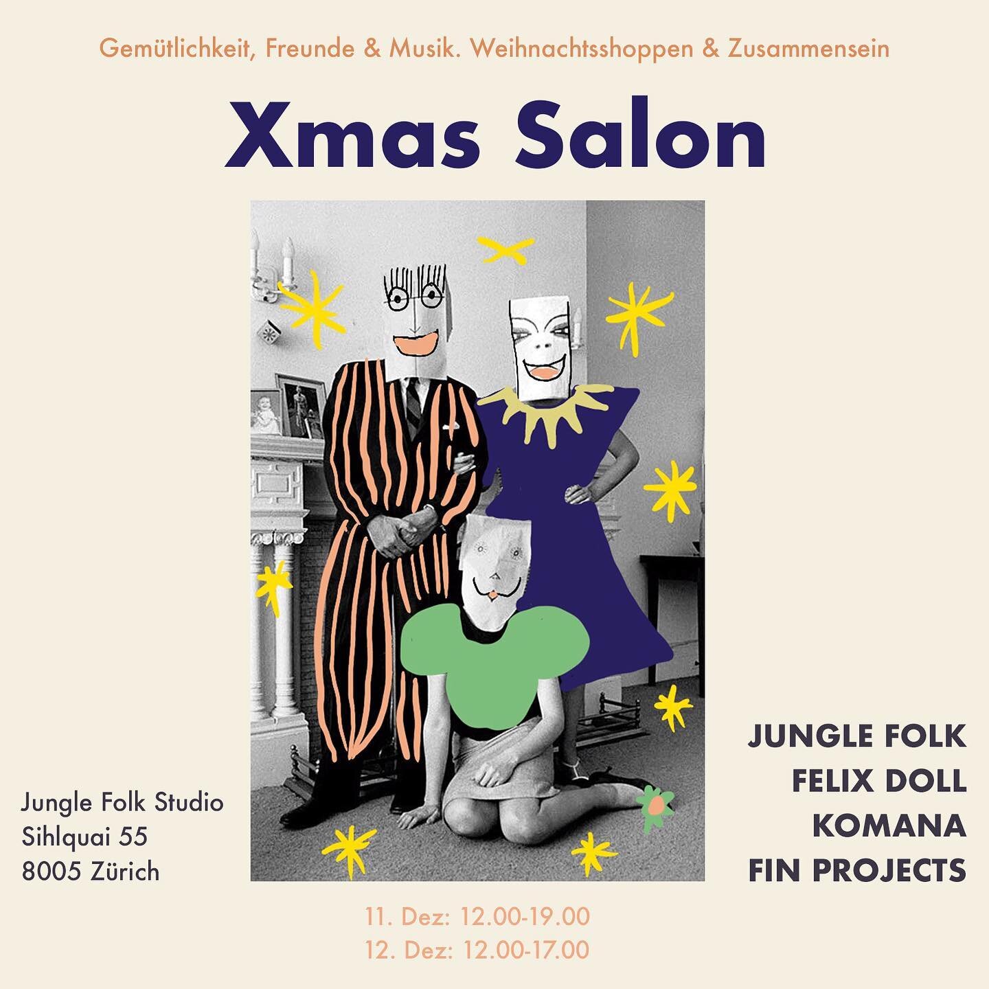 💛❄️ XMAS Salon ❄️💛
Lust auf ein gem&uuml;tliches get-together, wo du nebenbei tolle Weihnachtsgeschenke entdecken kannst? 🎁✨ 
.
Unsere Labels @jungle_folk , @_komana_ , @fin__projects  und @studiofelixdoll laden dich zu ihrem Xmas Salon dieses Woc