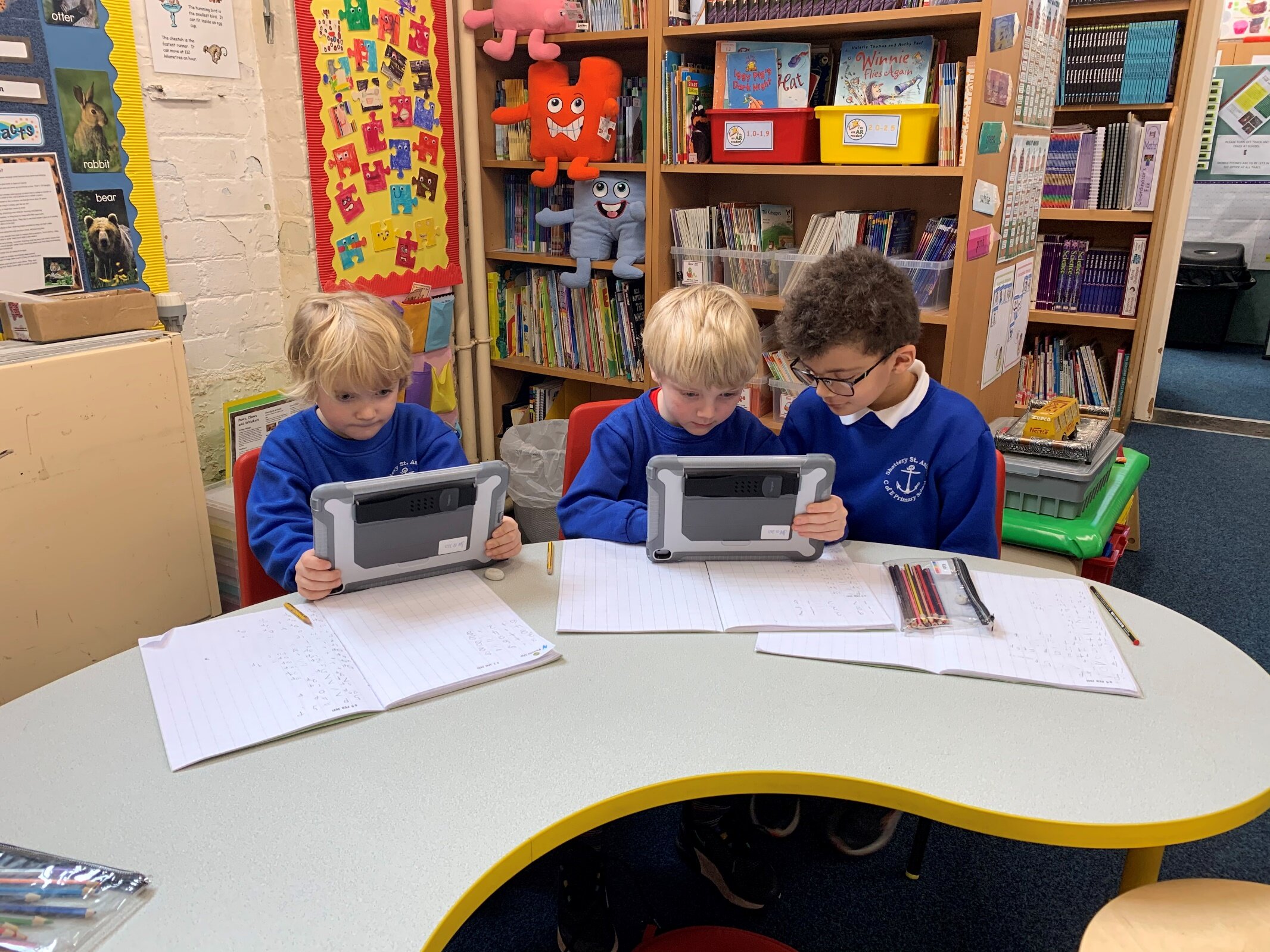 3 of the pupils from Shottery St Andrew’s CE Primary School got to work straight away!