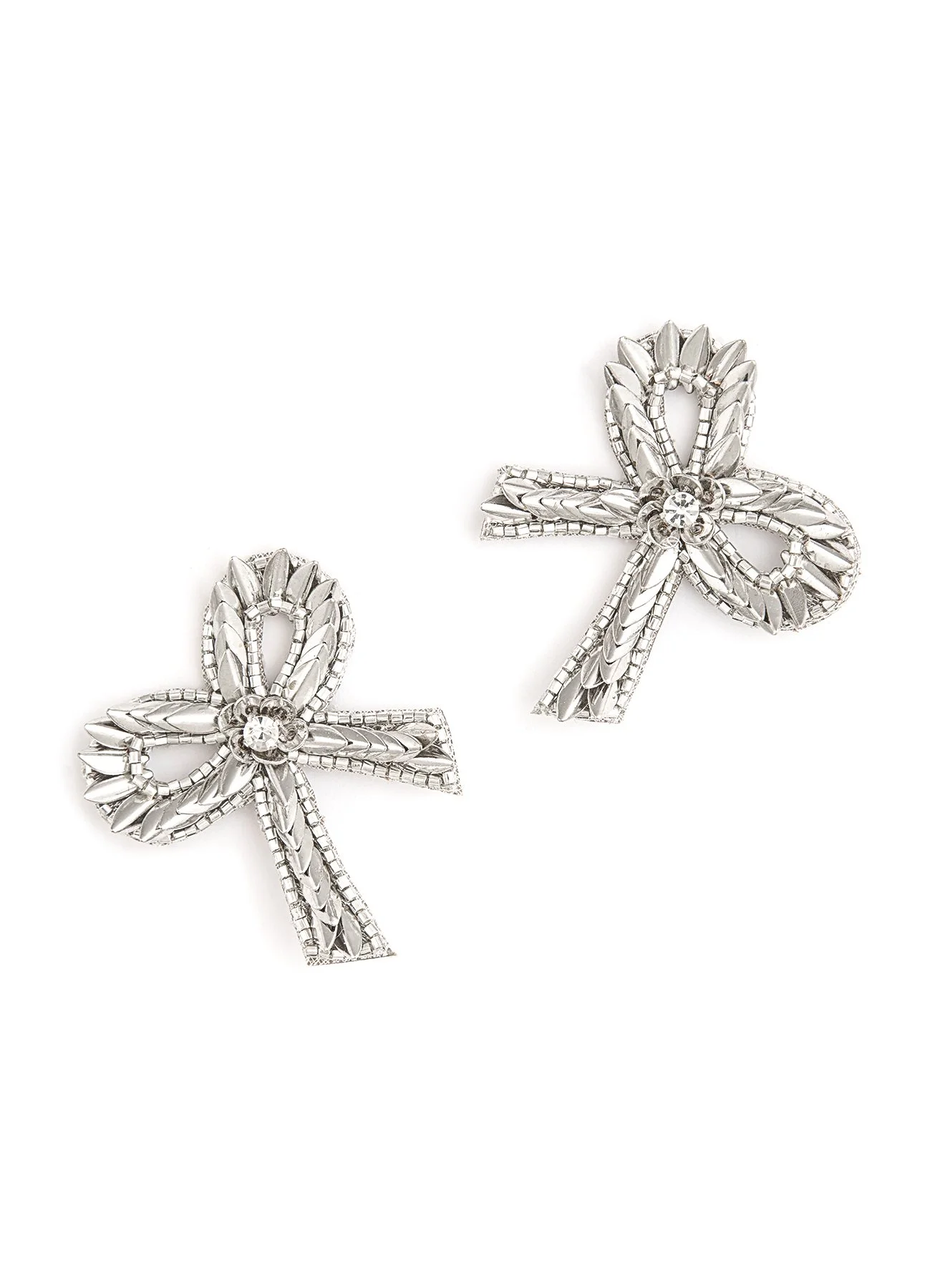 Silver Bow Dazzle Studs