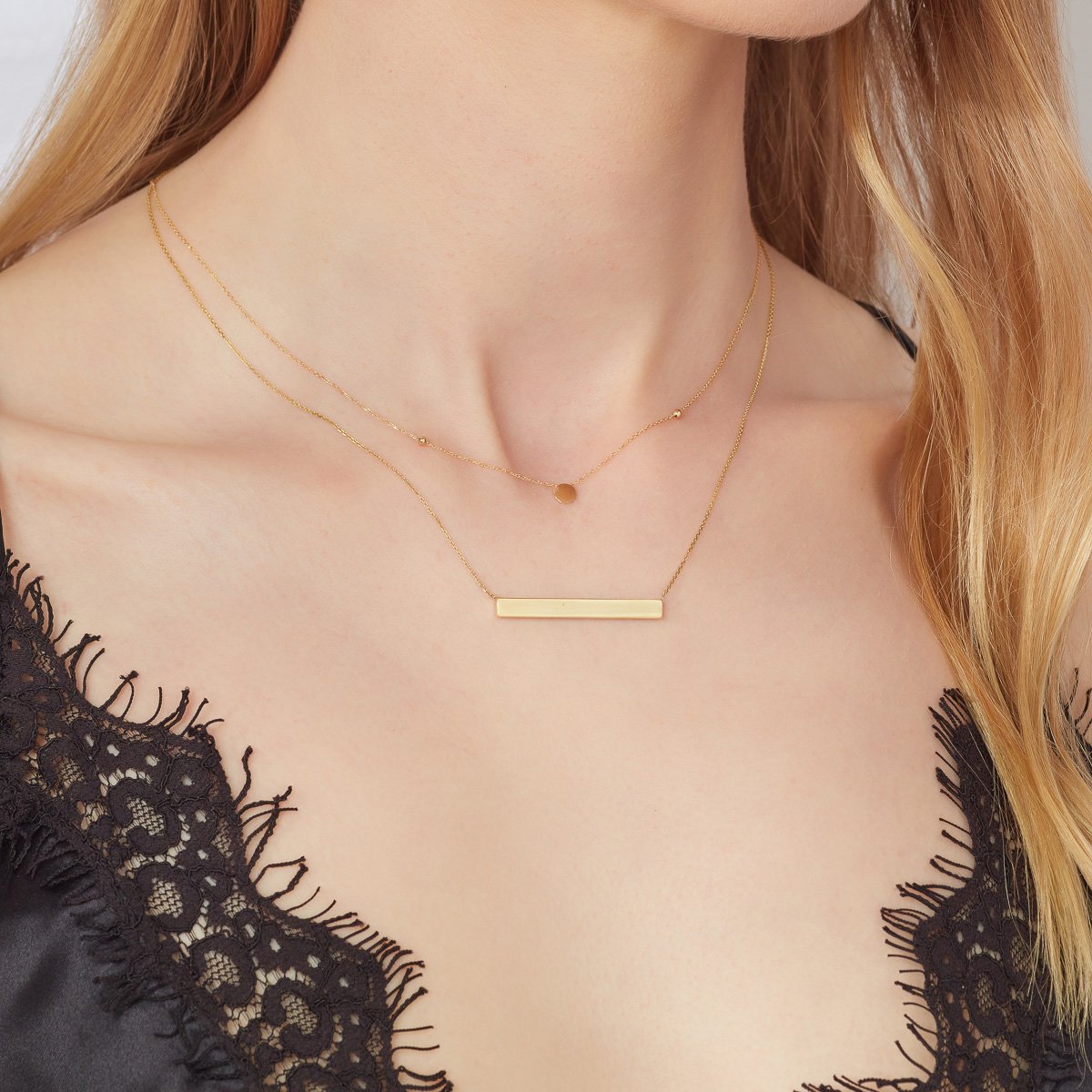 NG9015 Gold Small Circle Disc Necklace on Model.jpg