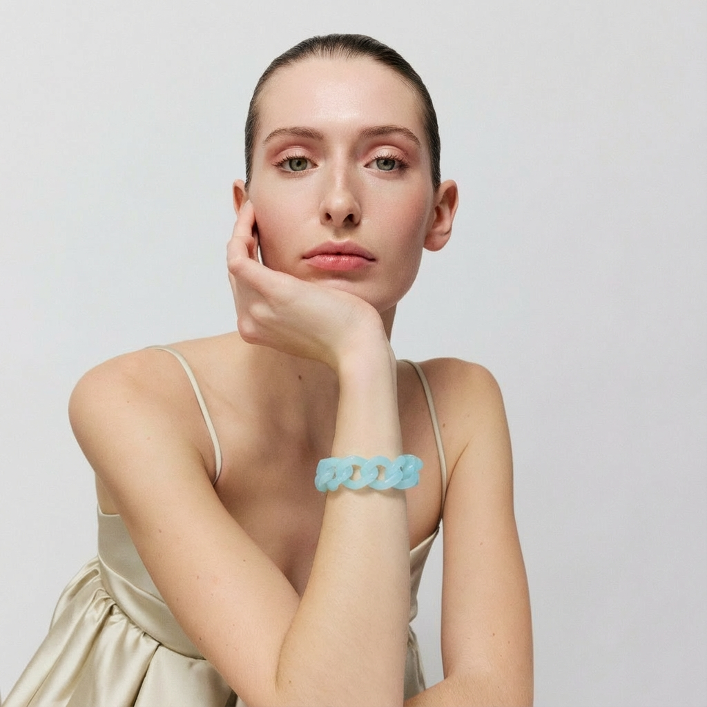 VB2011OPB Armband Flat Chain Bracelet opaline blue (1).png