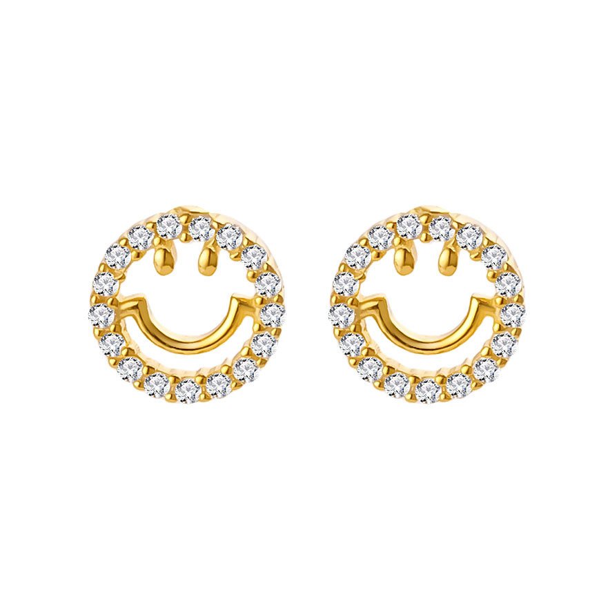 Cz Gold Smile Stud