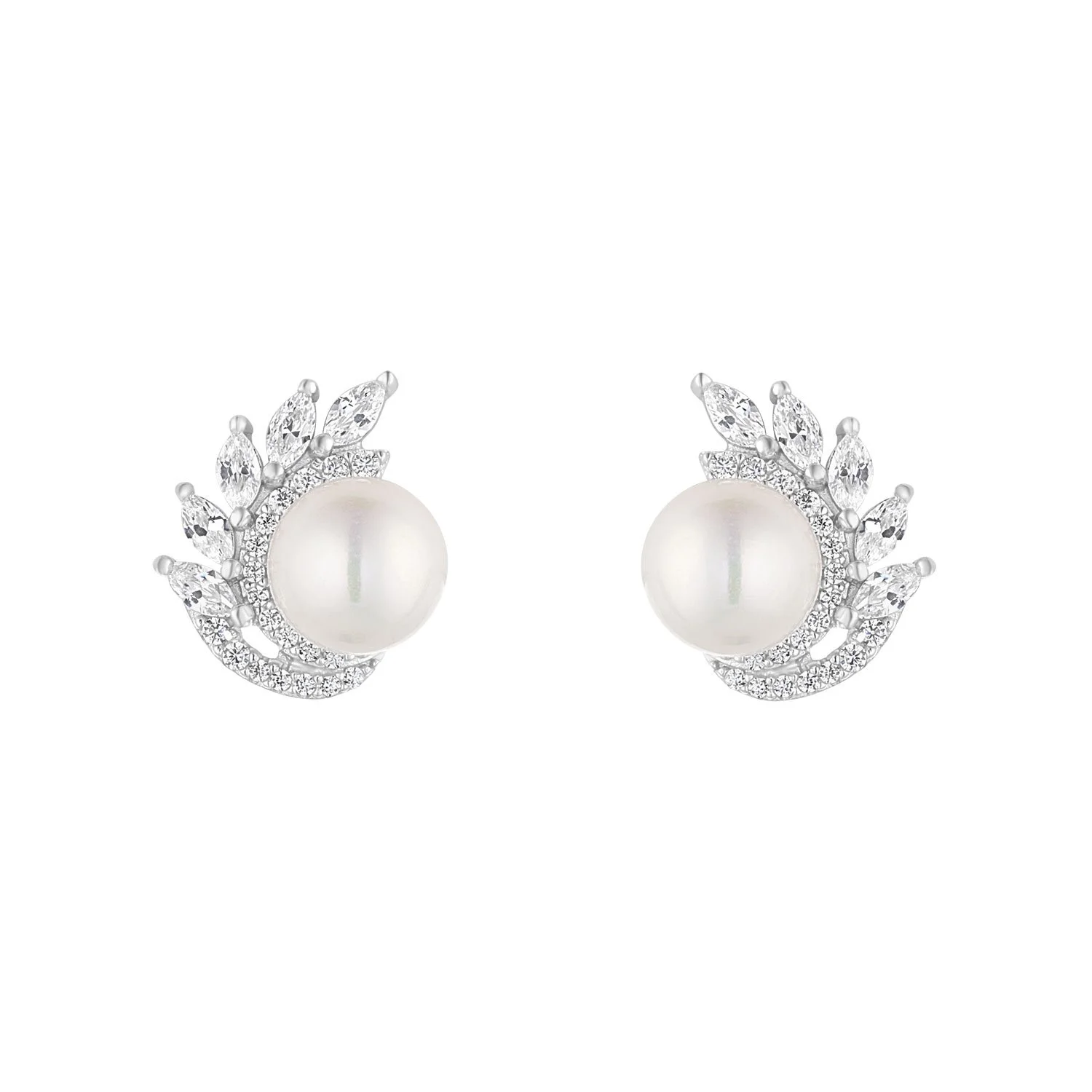 Silver Pearl Cluster Stud